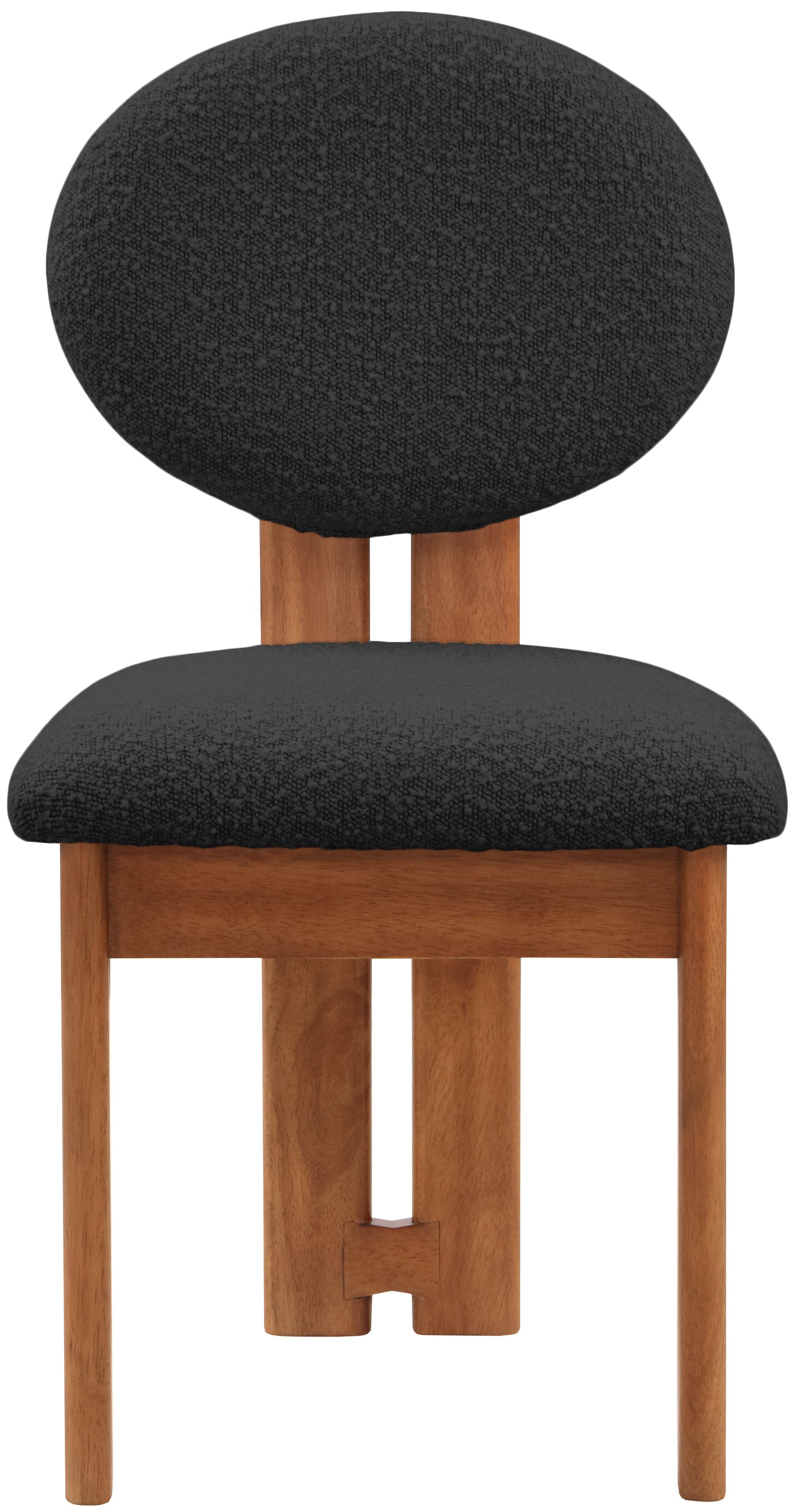 Napa Boucle Fabric Dining Chair with Solid Walnut Wood Frame
