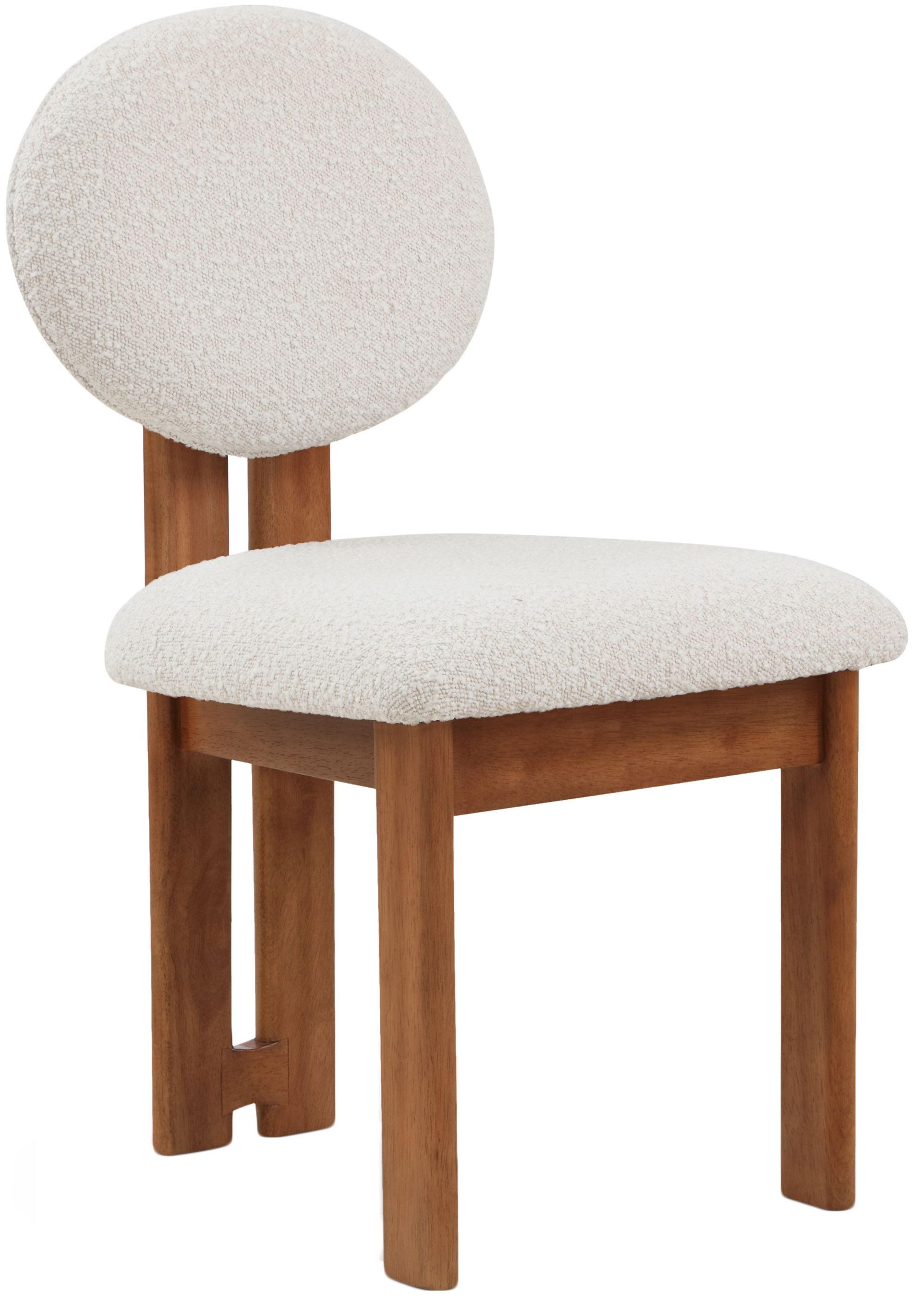 Napa Boucle Fabric Dining Chair with Solid Walnut Wood Frame