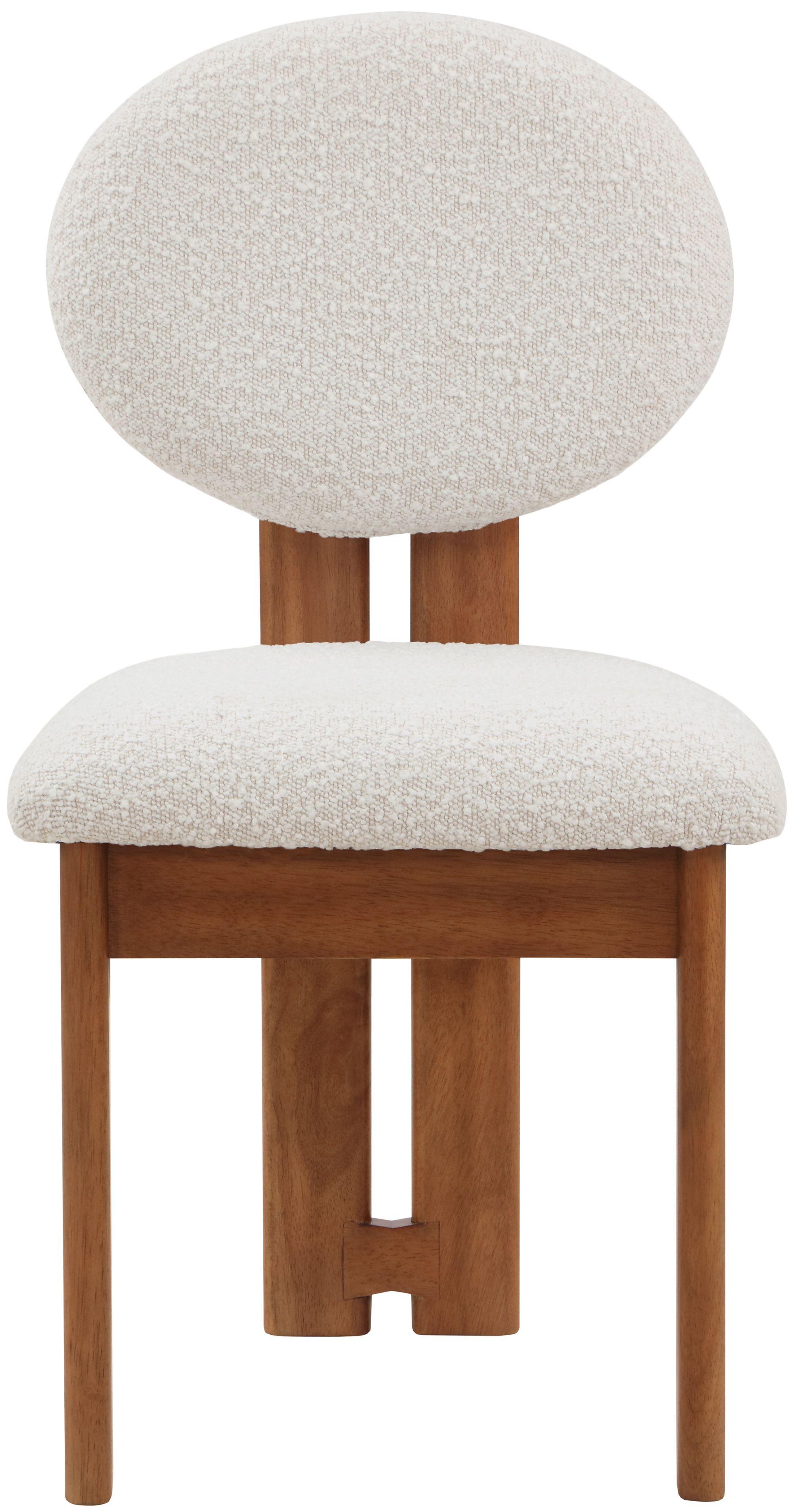 Napa Boucle Fabric Dining Chair with Solid Walnut Wood Frame