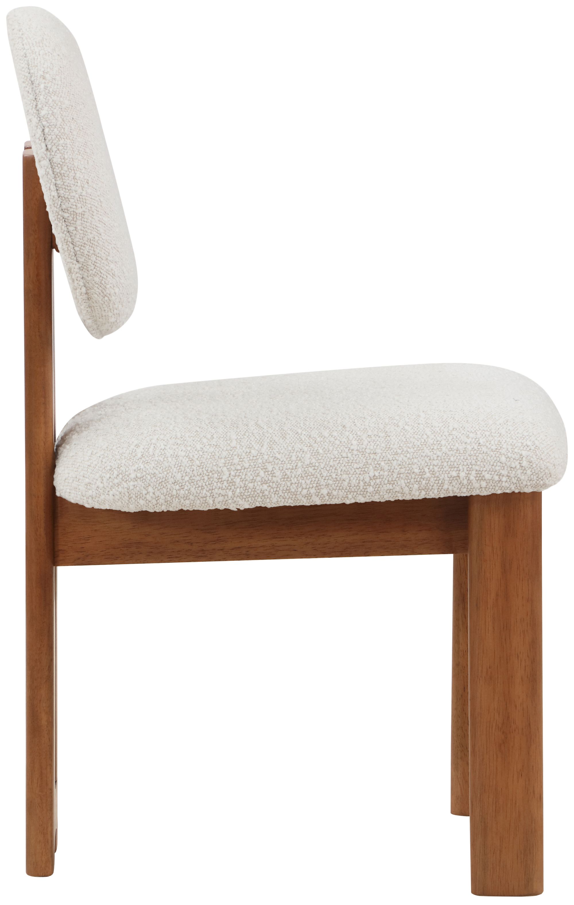 Napa Boucle Fabric Dining Chair with Solid Walnut Wood Frame