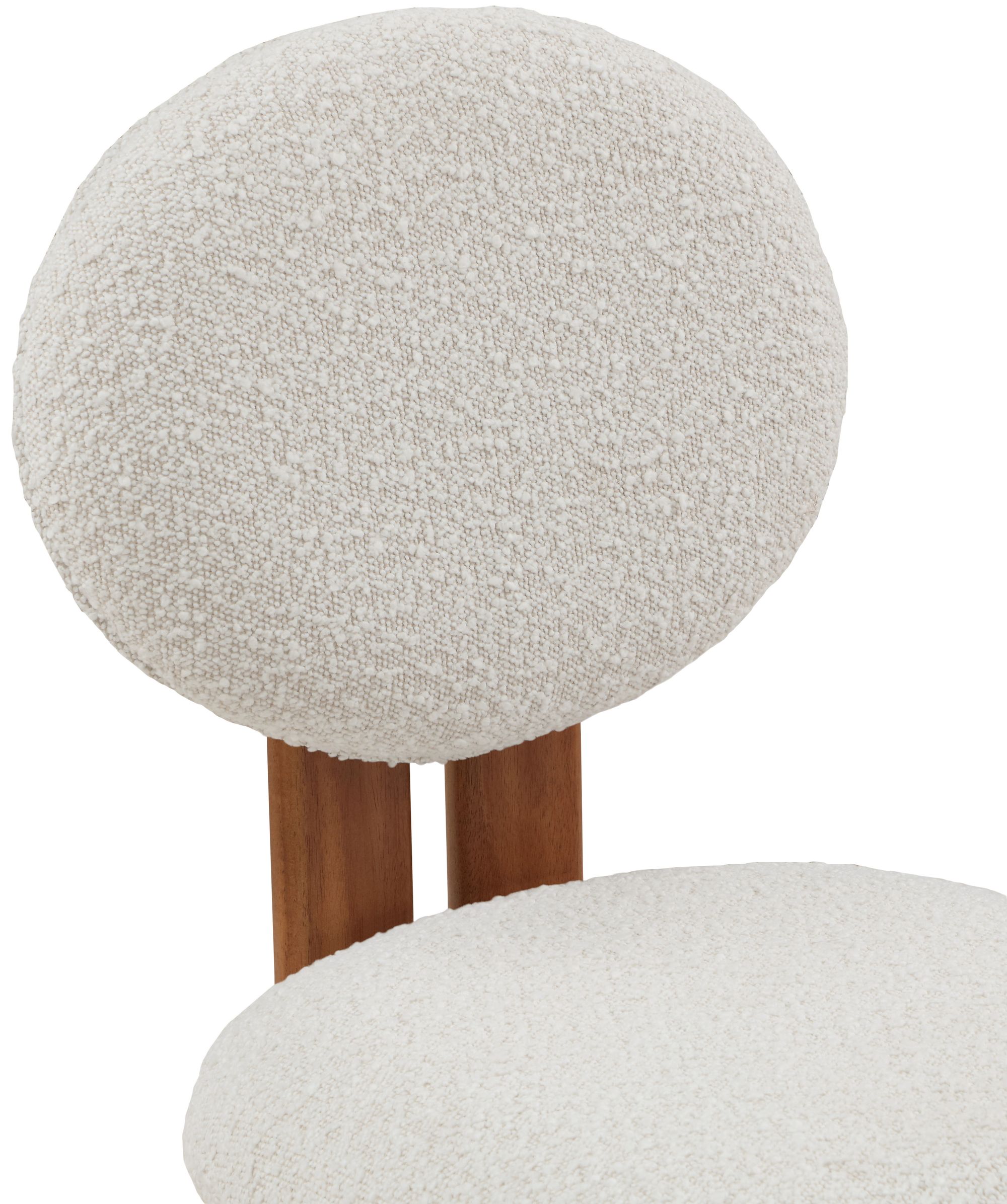 Napa Boucle Fabric Dining Chair with Solid Walnut Wood Frame