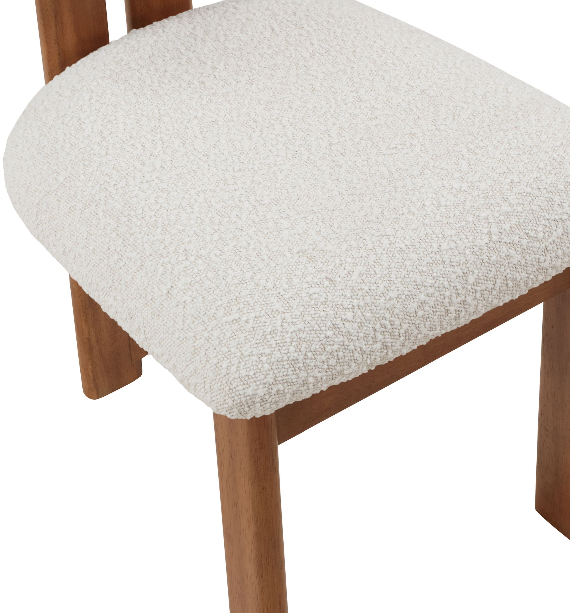 Napa Boucle Fabric Dining Chair with Solid Walnut Wood Frame