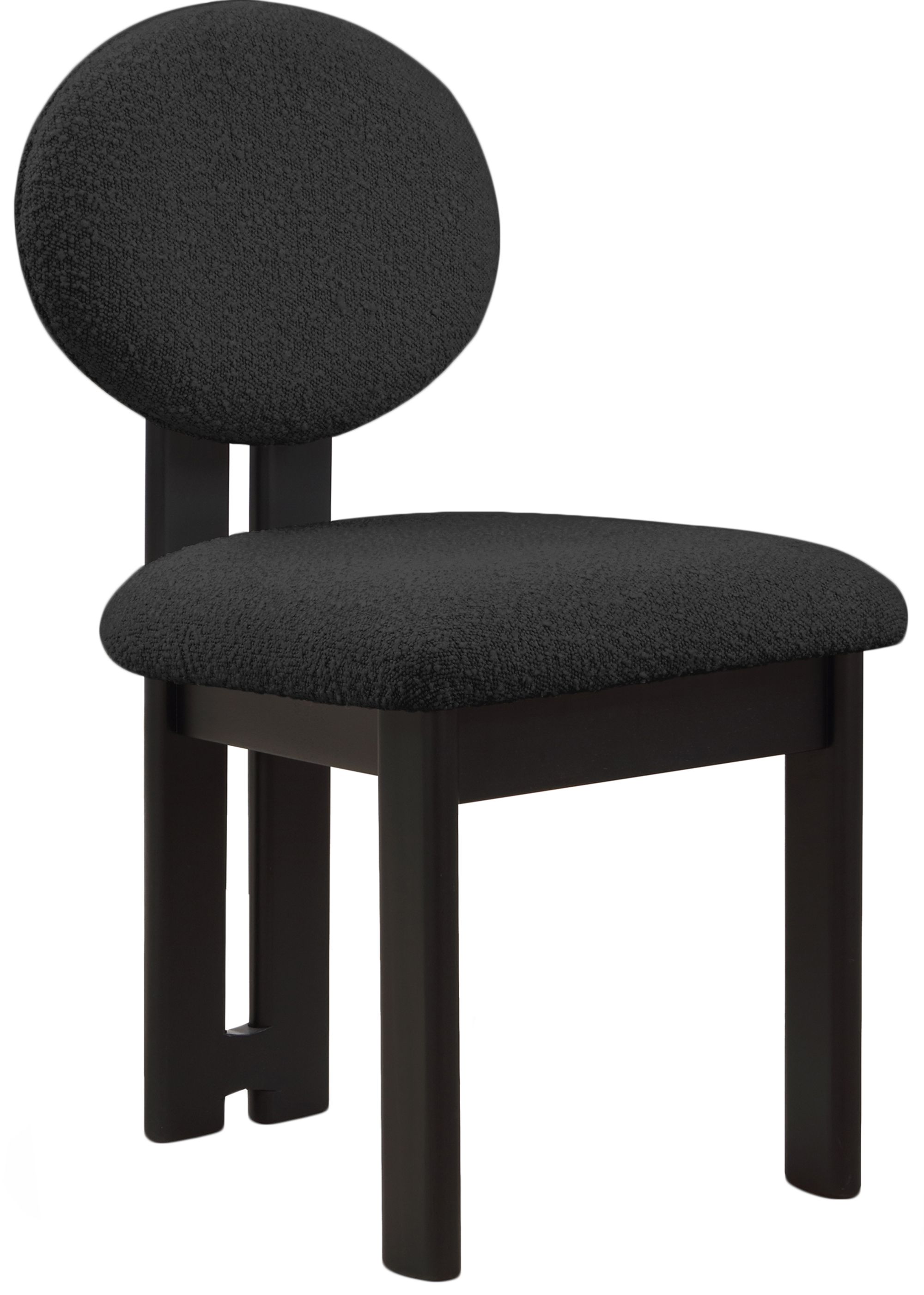 Napa Boucle Fabric Dining Chair with Solid Black Wood Frame