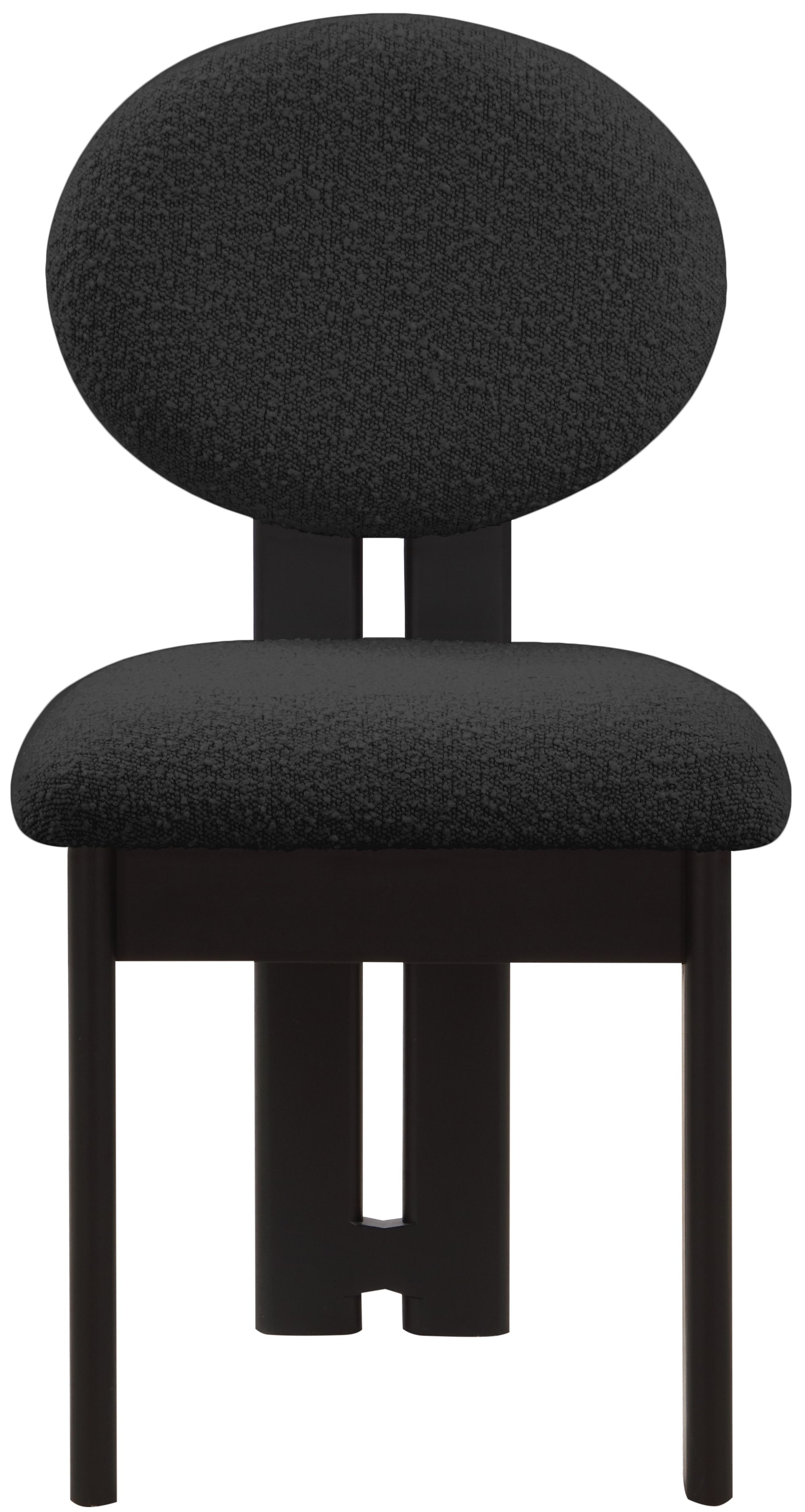 Napa Boucle Fabric Dining Chair with Solid Black Wood Frame