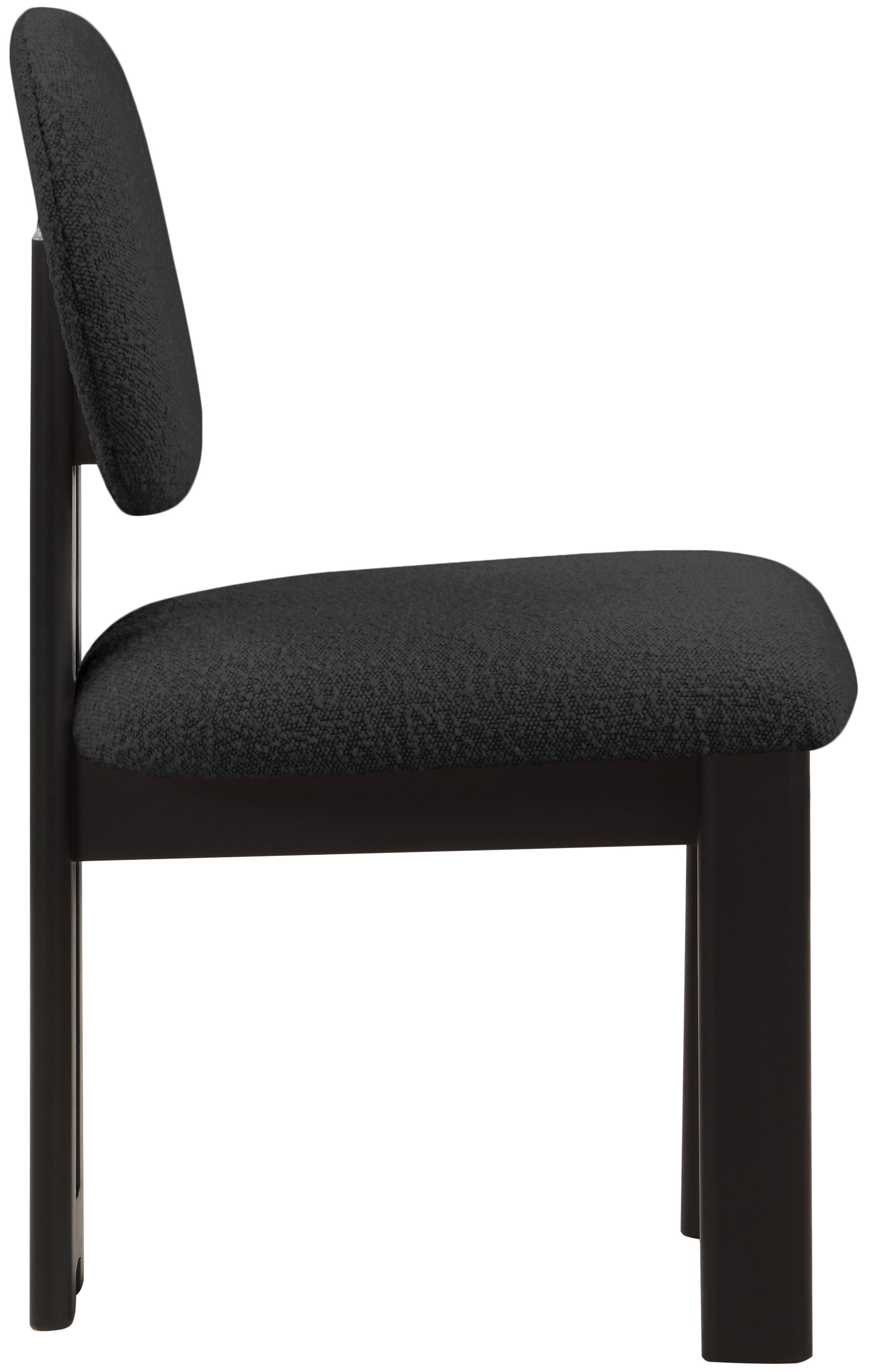 Napa Boucle Fabric Dining Chair with Solid Black Wood Frame