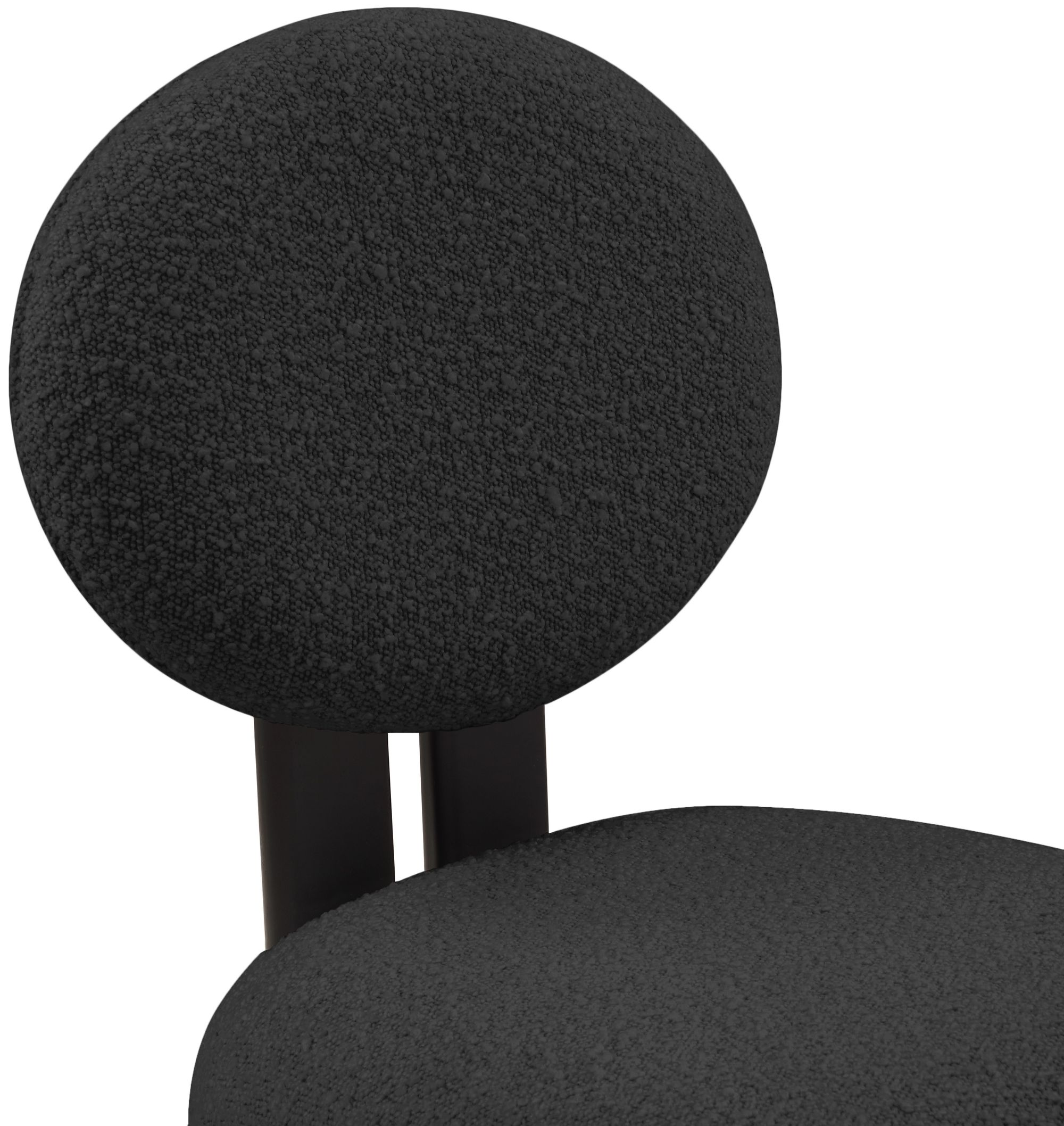 Napa Boucle Fabric Dining Chair with Solid Black Wood Frame