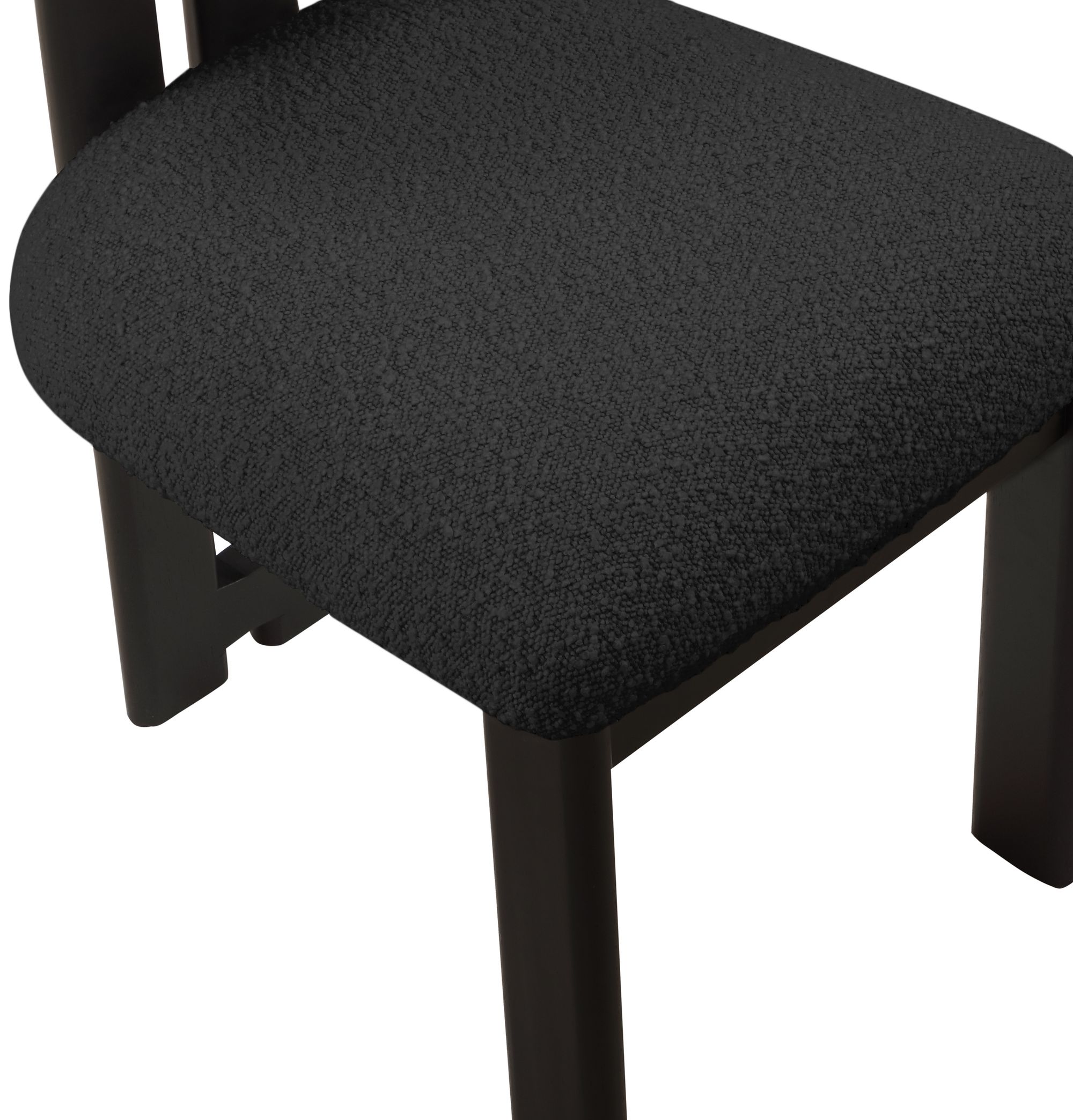 Napa Boucle Fabric Dining Chair with Solid Black Wood Frame