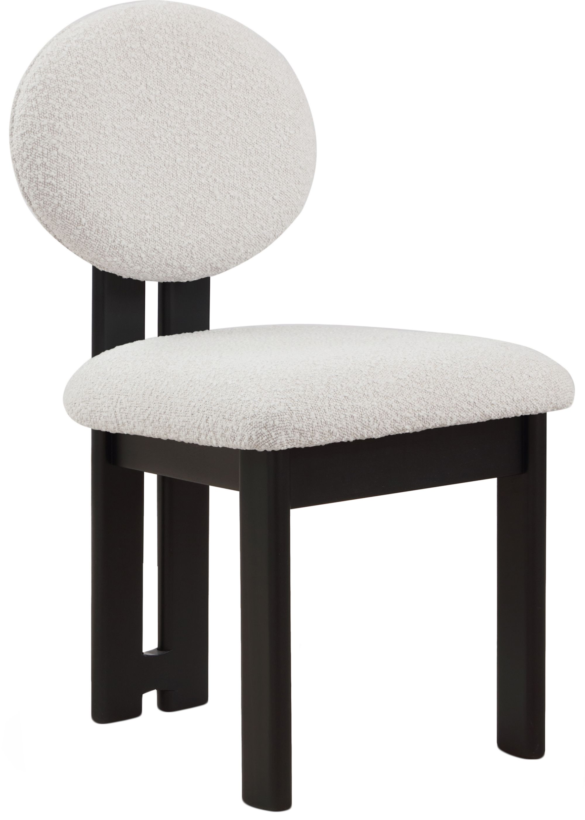 Napa Boucle Fabric Dining Chair with Solid Black Wood Frame