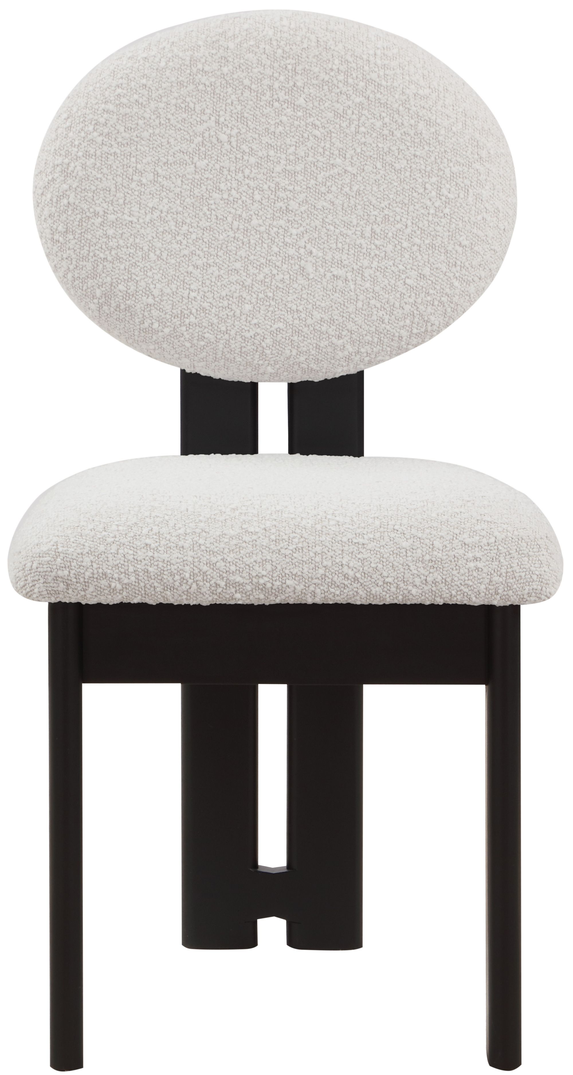 Napa Boucle Fabric Dining Chair with Solid Black Wood Frame