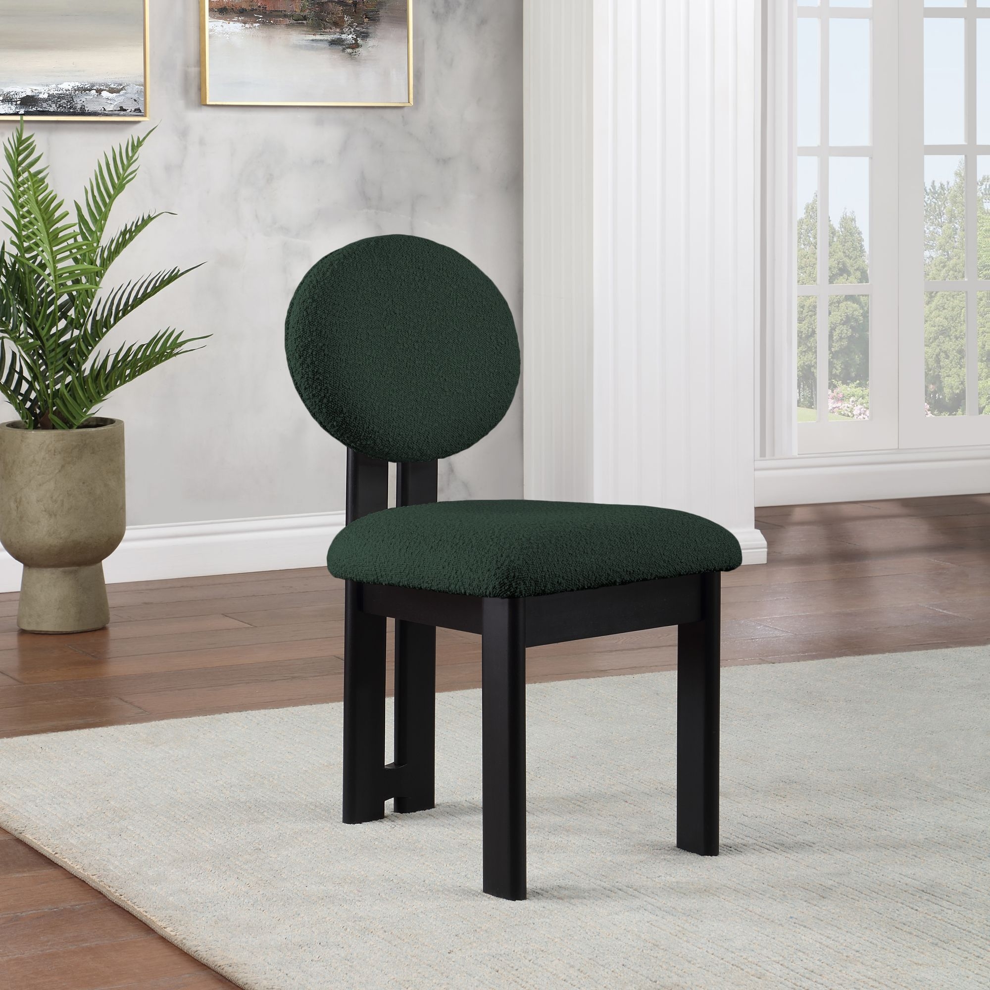 Napa Boucle Fabric Dining Chair with Solid Wood Frame