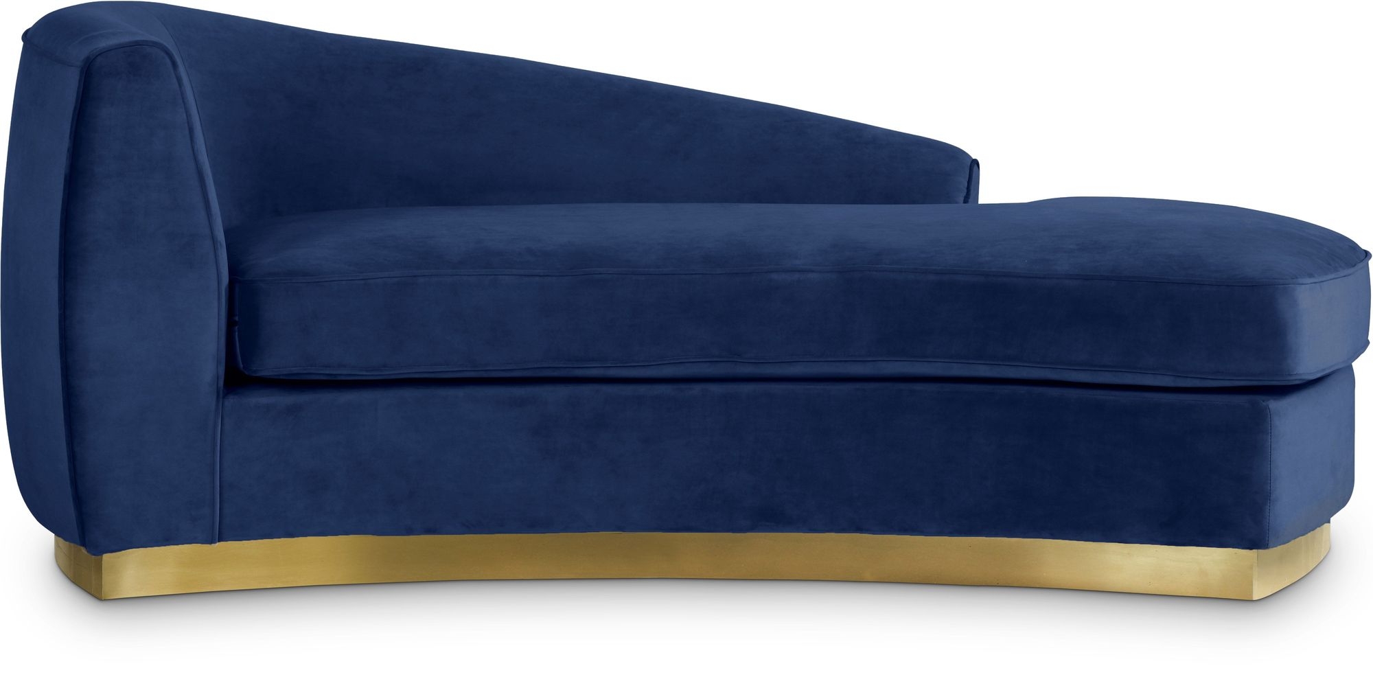 Julian Velvet Chaise Lounge with Stainless Steel Base
