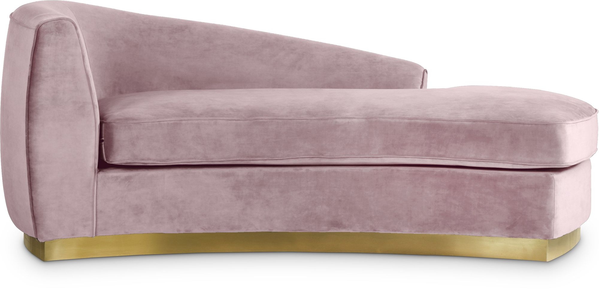 Julian Velvet Chaise Lounge with Stainless Steel Base