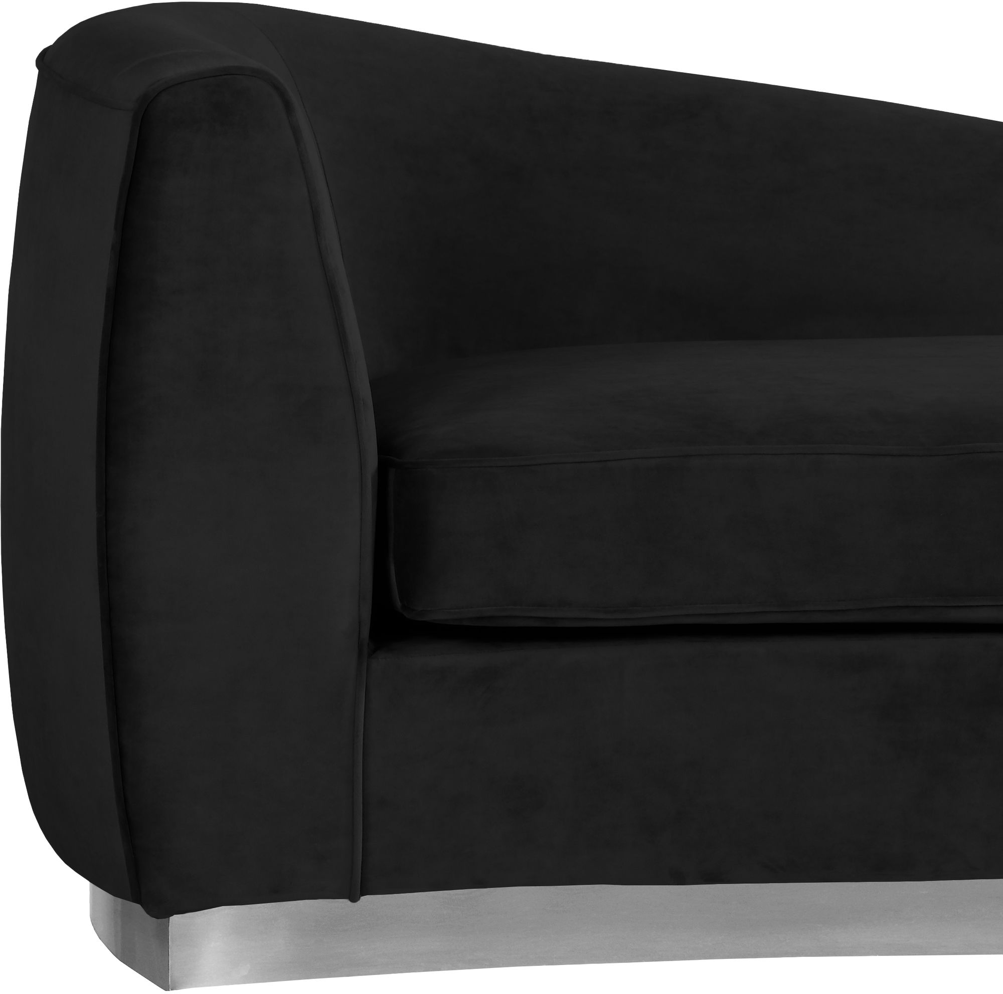 Julian Velvet Chaise Lounge with Chrome Stainless Steel Base
