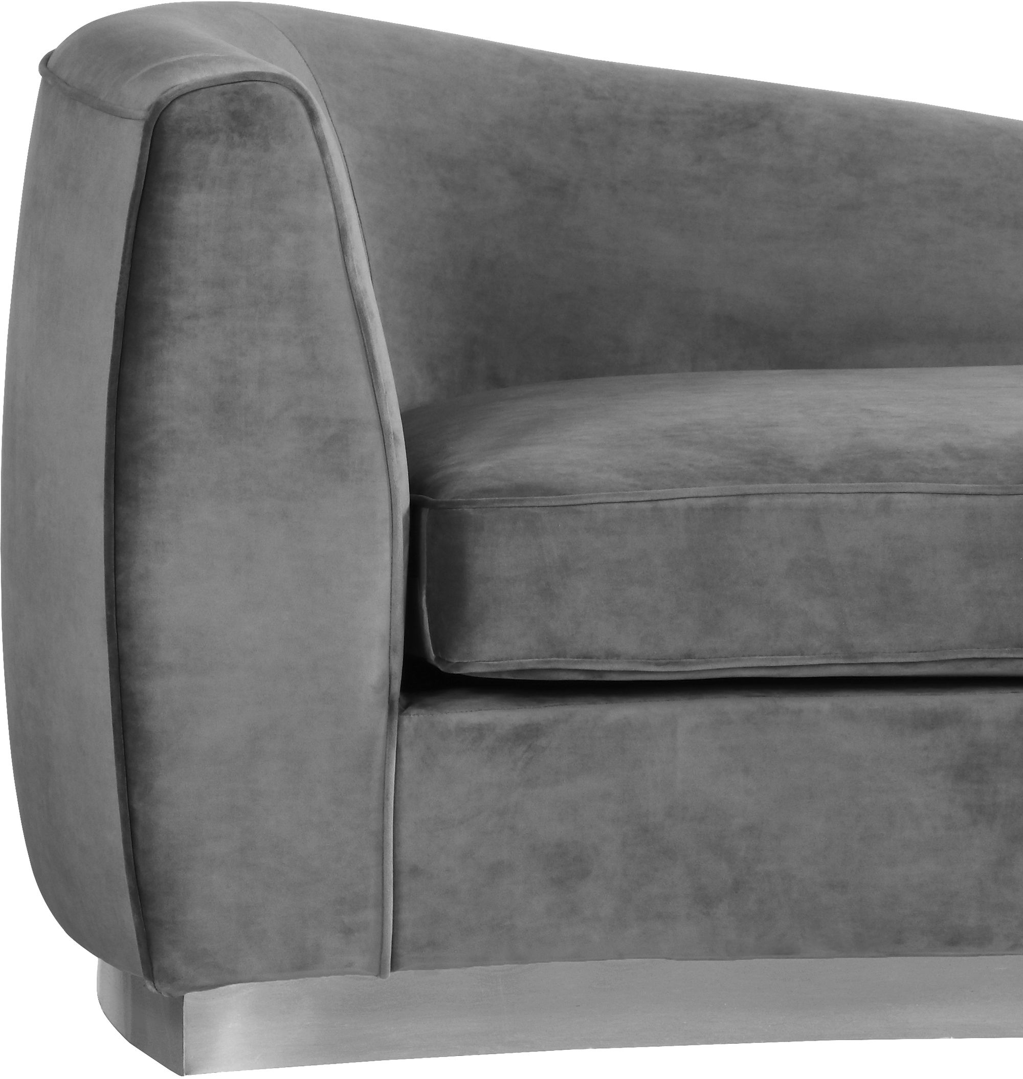 Julian Velvet Chaise Lounge with Chrome Stainless Steel Base