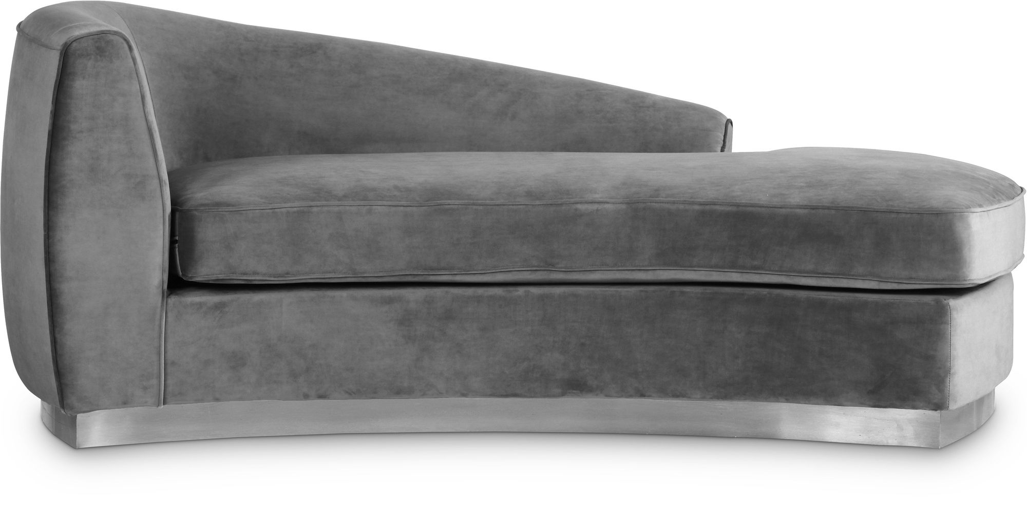 Julian Velvet Chaise Lounge with Stainless Steel Base