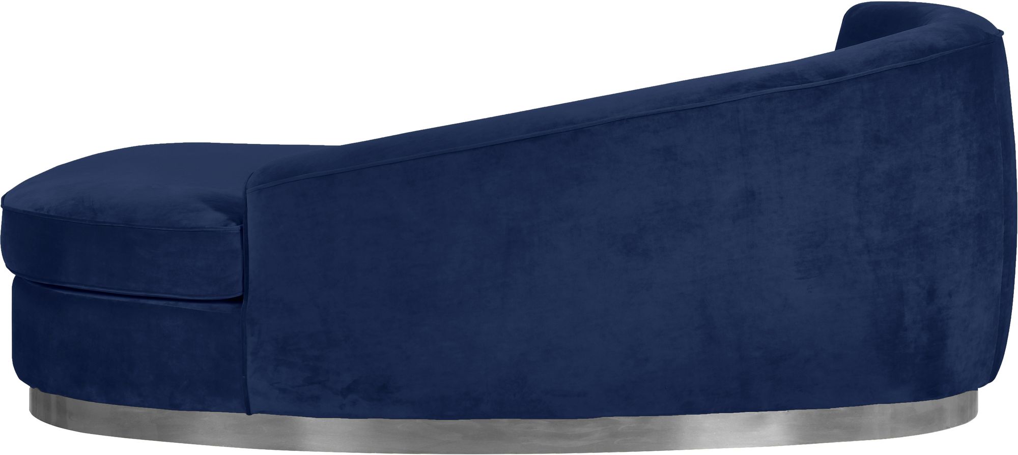 Julian Velvet Chaise Lounge with Chrome Stainless Steel Base