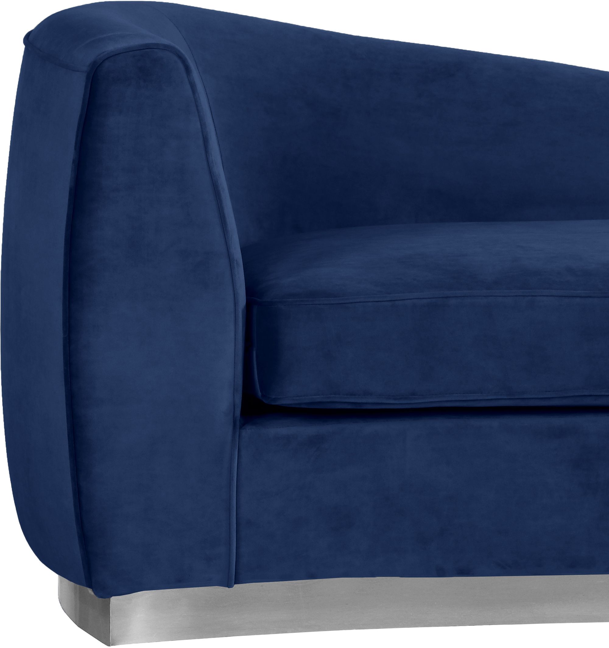 Julian Velvet Chaise Lounge with Chrome Stainless Steel Base