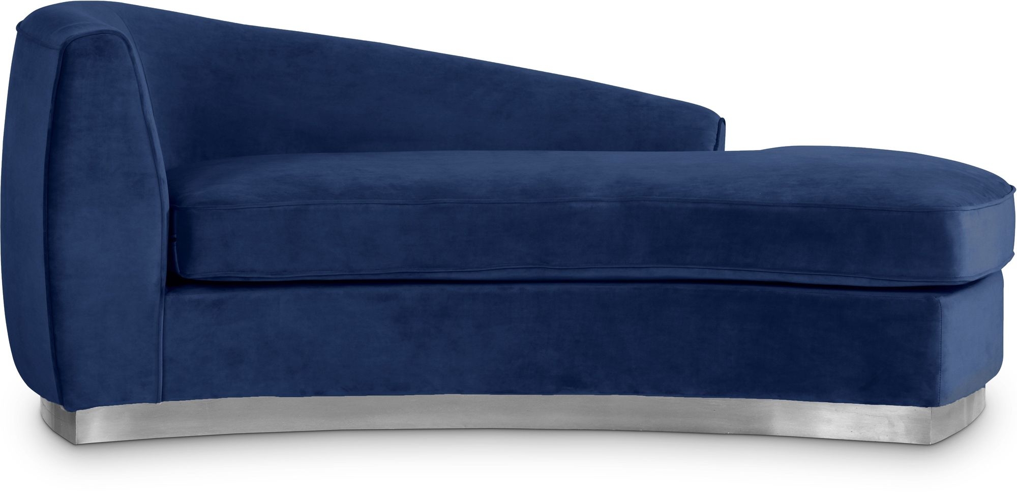 Julian Velvet Chaise Lounge with Stainless Steel Base