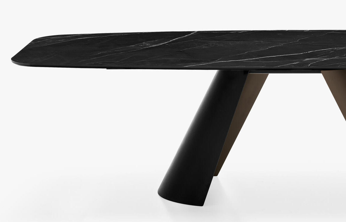 Apian W118.1-inch Ceramic/Metal Customizable Elliptical Dining Table