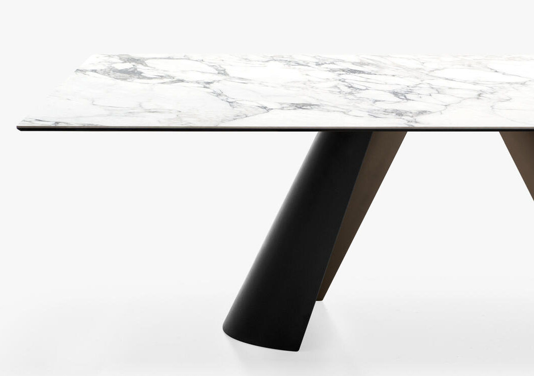 Apian W98.4-inch Ceramic/Metal Customizable Rectangular Dining Table