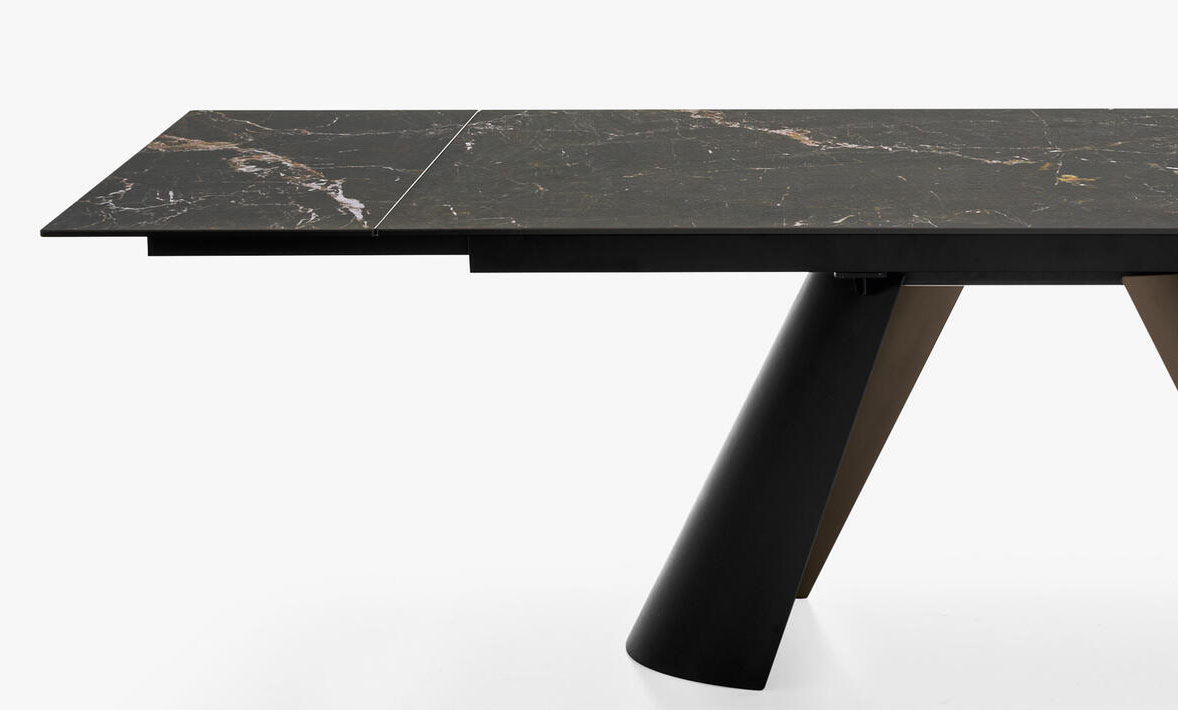 Apian W78.7-inch Ceramic/Metal Customizable Extendable Rectangular Dining Table