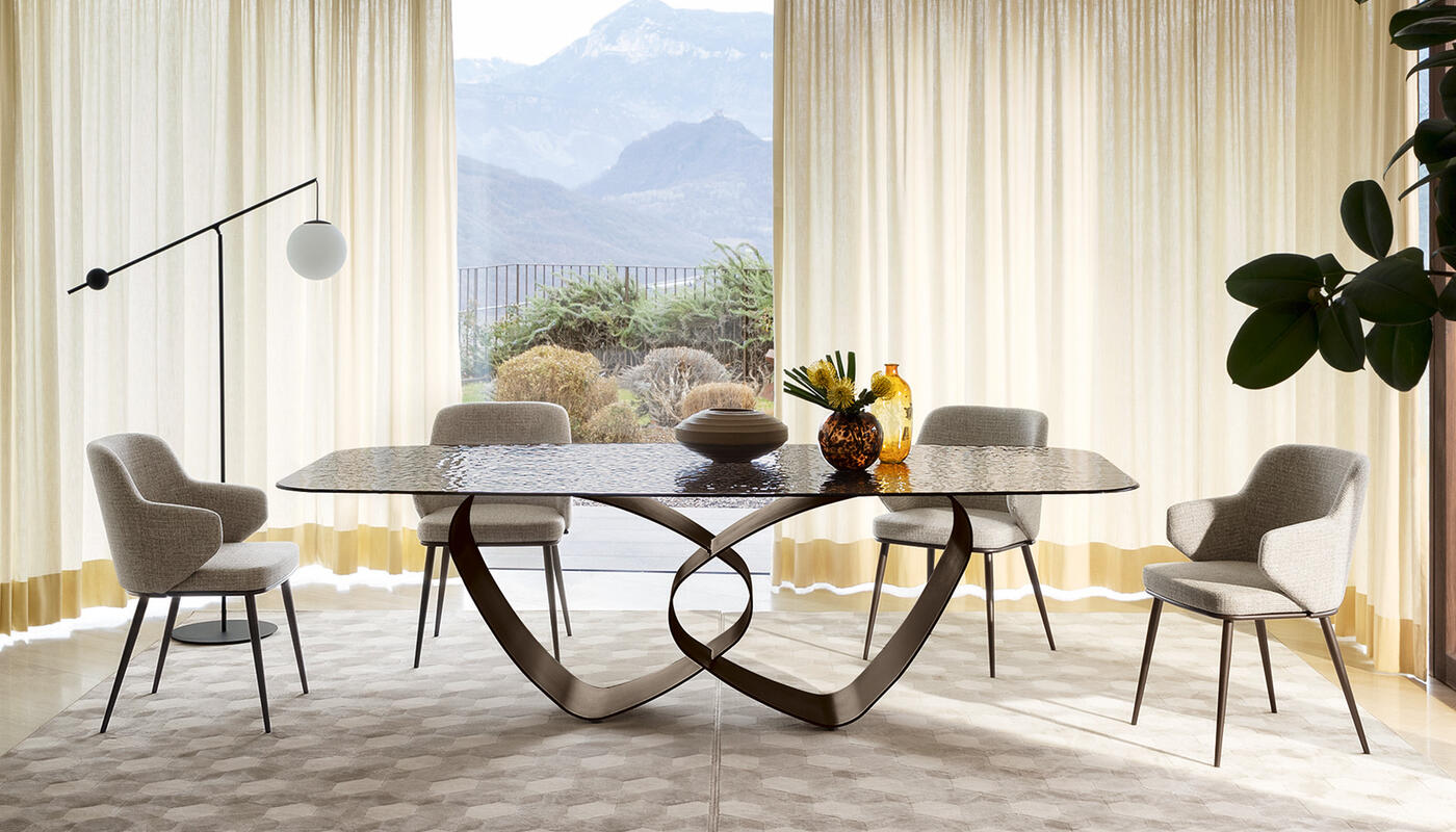Breeze W118.1-inch Ceramic/Metal Customizable Elliptical Dining Table