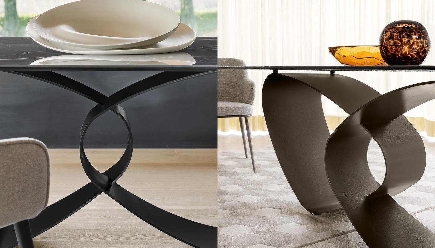 Breeze W98.4-inch Ceramic/Metal Customizable Elliptical Dining Table