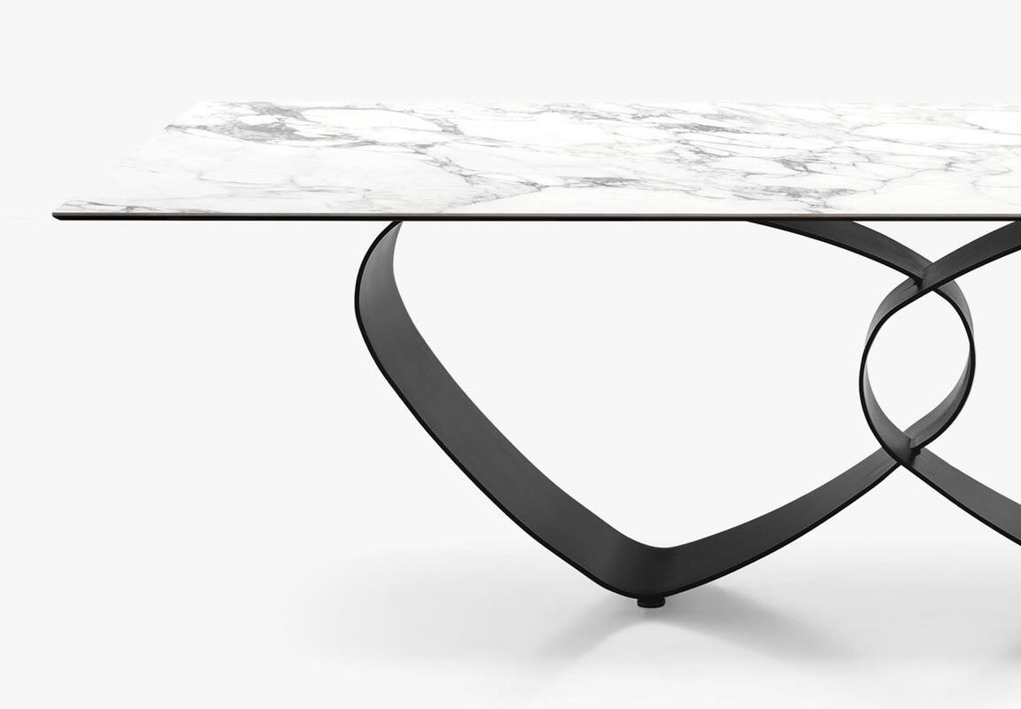 Breeze W98.4-inch Ceramic/Metal Customizable Rectangular Dining Table
