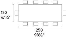 Cartesio W98.4-inch Ceramic/Metal/Wood Customizable Rectangular Dining Table