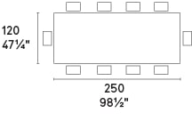 Icaro W98.4-inch Ceramic/Wood Customizable Rectangular Dining Table