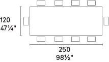 Sunshine W98.4-inch Ceramic/Metal Customizable Rectangular Dining Table