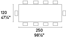 Abrey W98.4-inch Ceramic/Wood Customizable Rectangular Dining Table