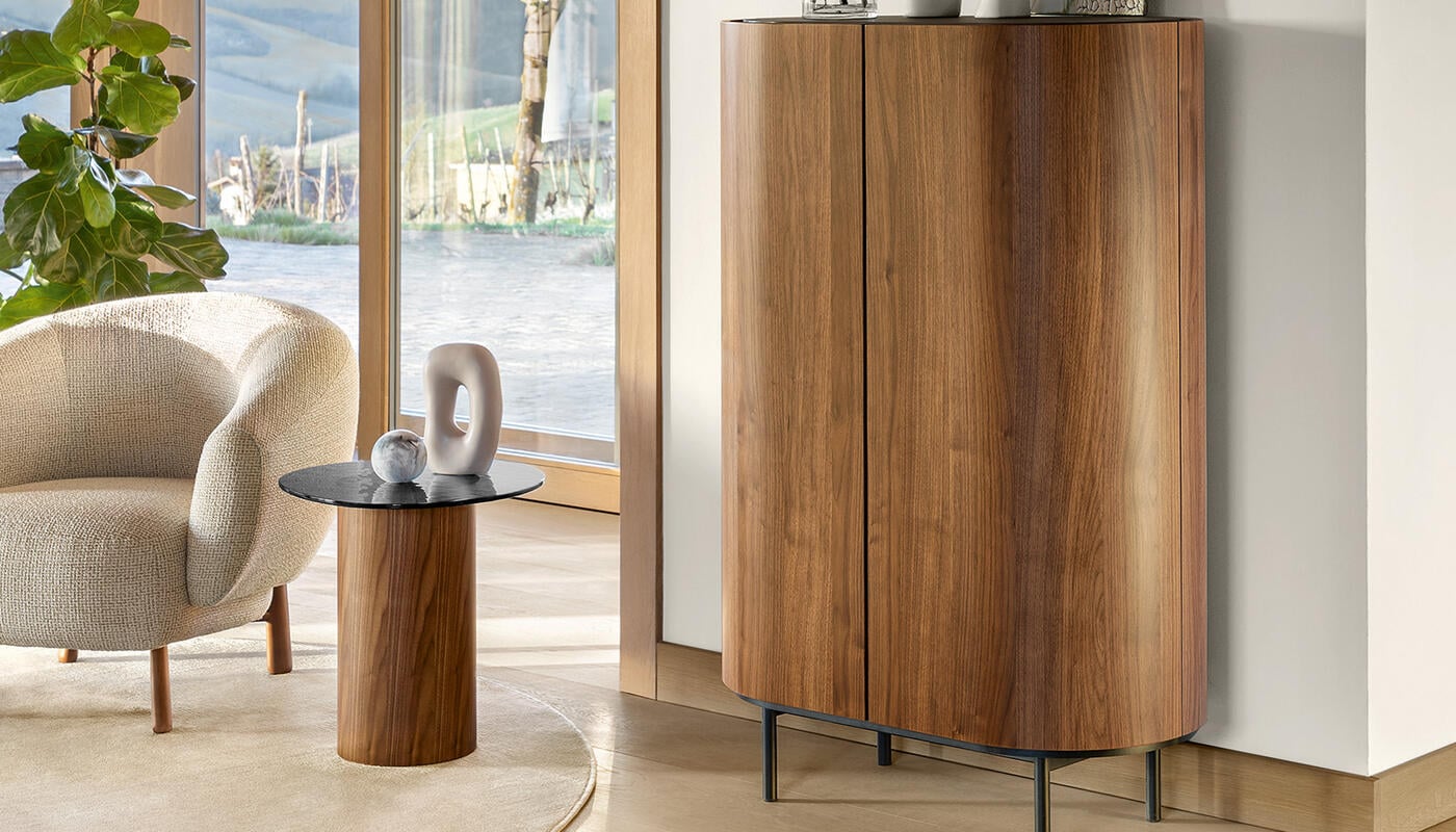 Lake Ceramic/Wood/Metal Customizable Rounded Cupboard w/2 Doors & Metal Feet