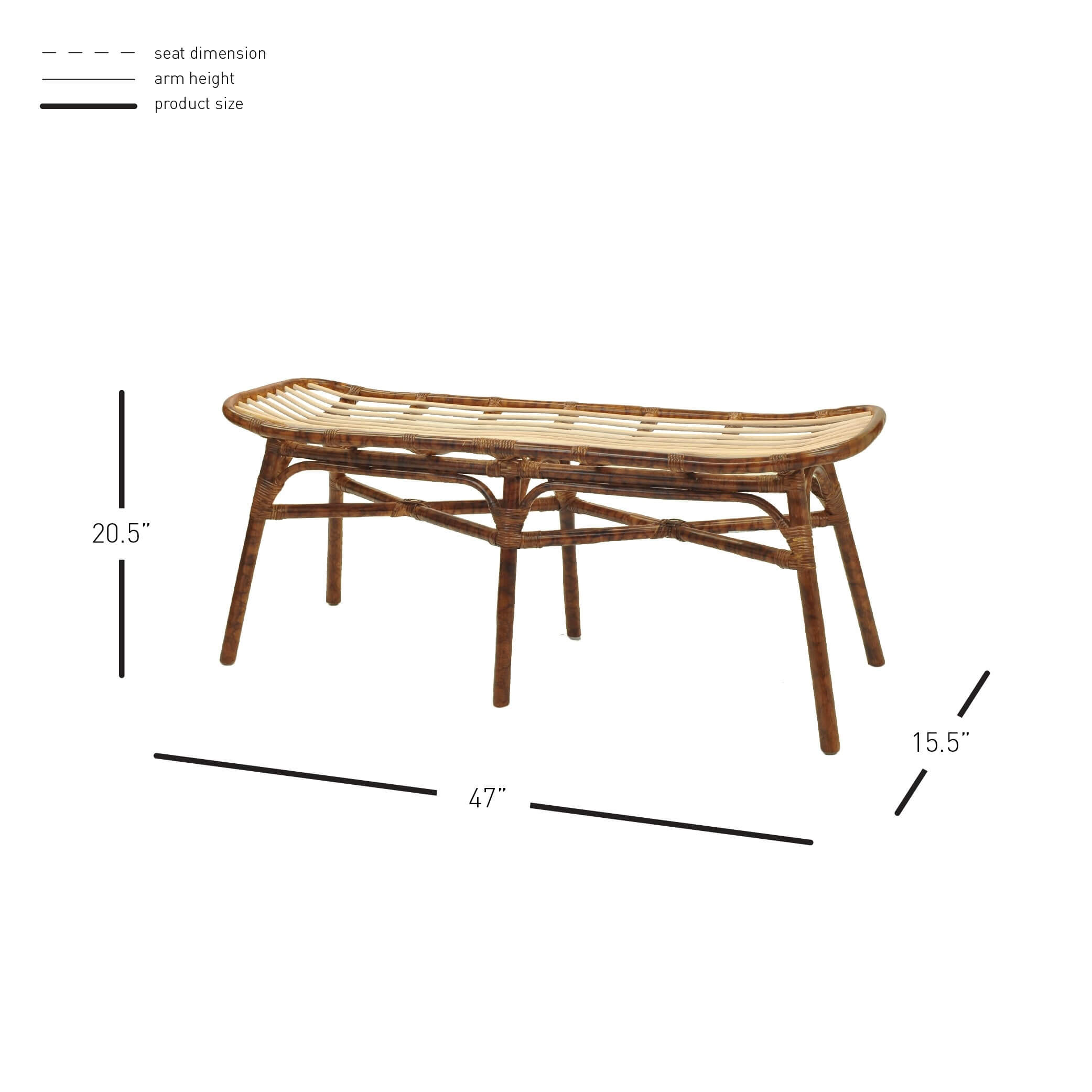 Beyla Rattan Bench