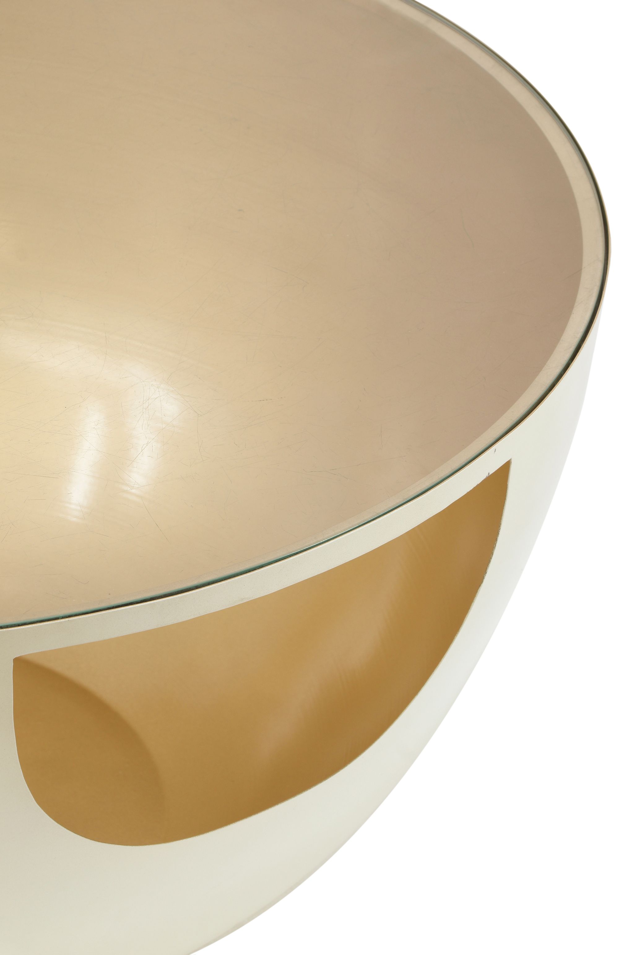 Doma 32" Round Glass Coffee Table with Metal Base