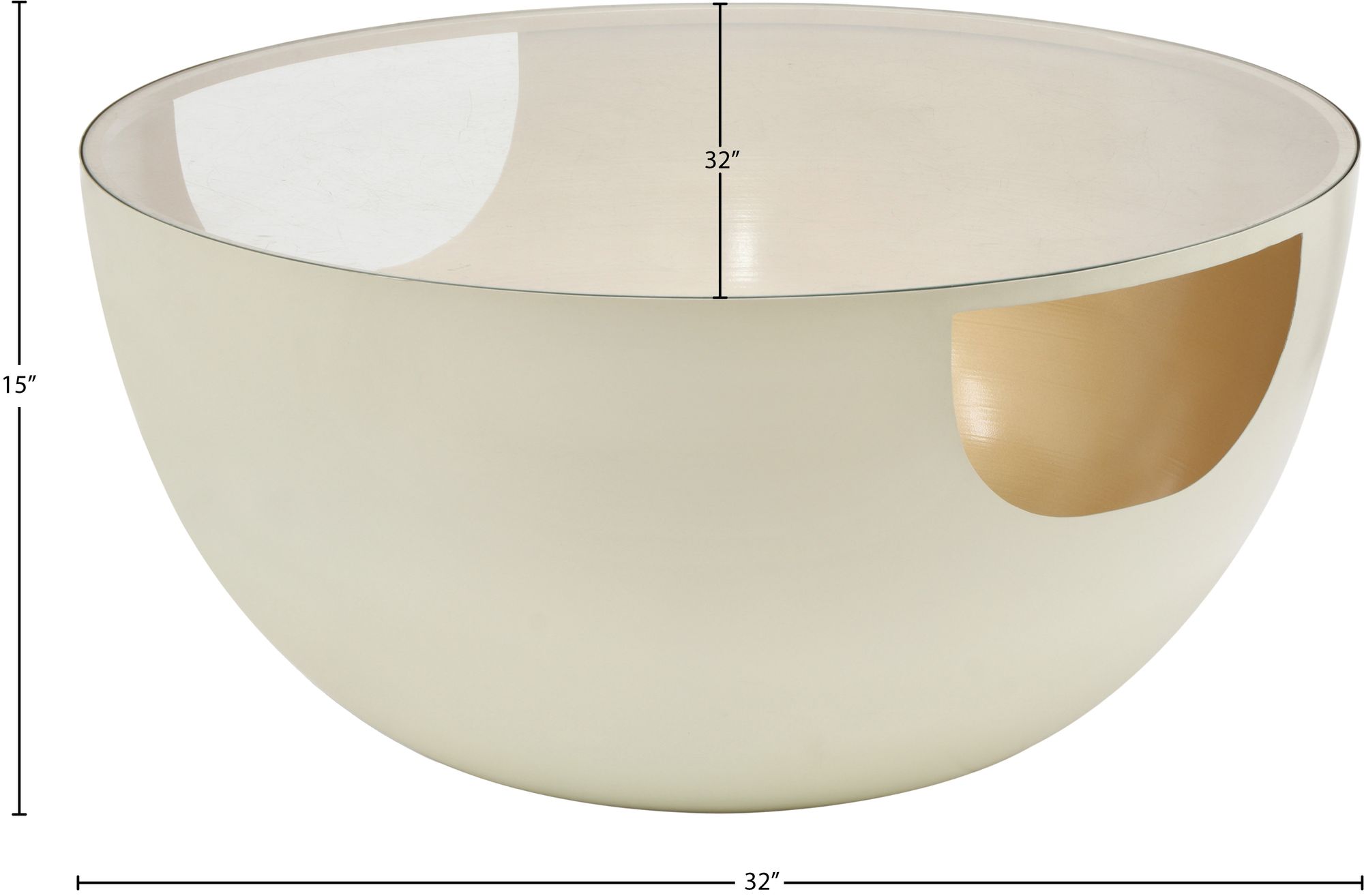 Doma 32" Round Glass Coffee Table with Metal Base