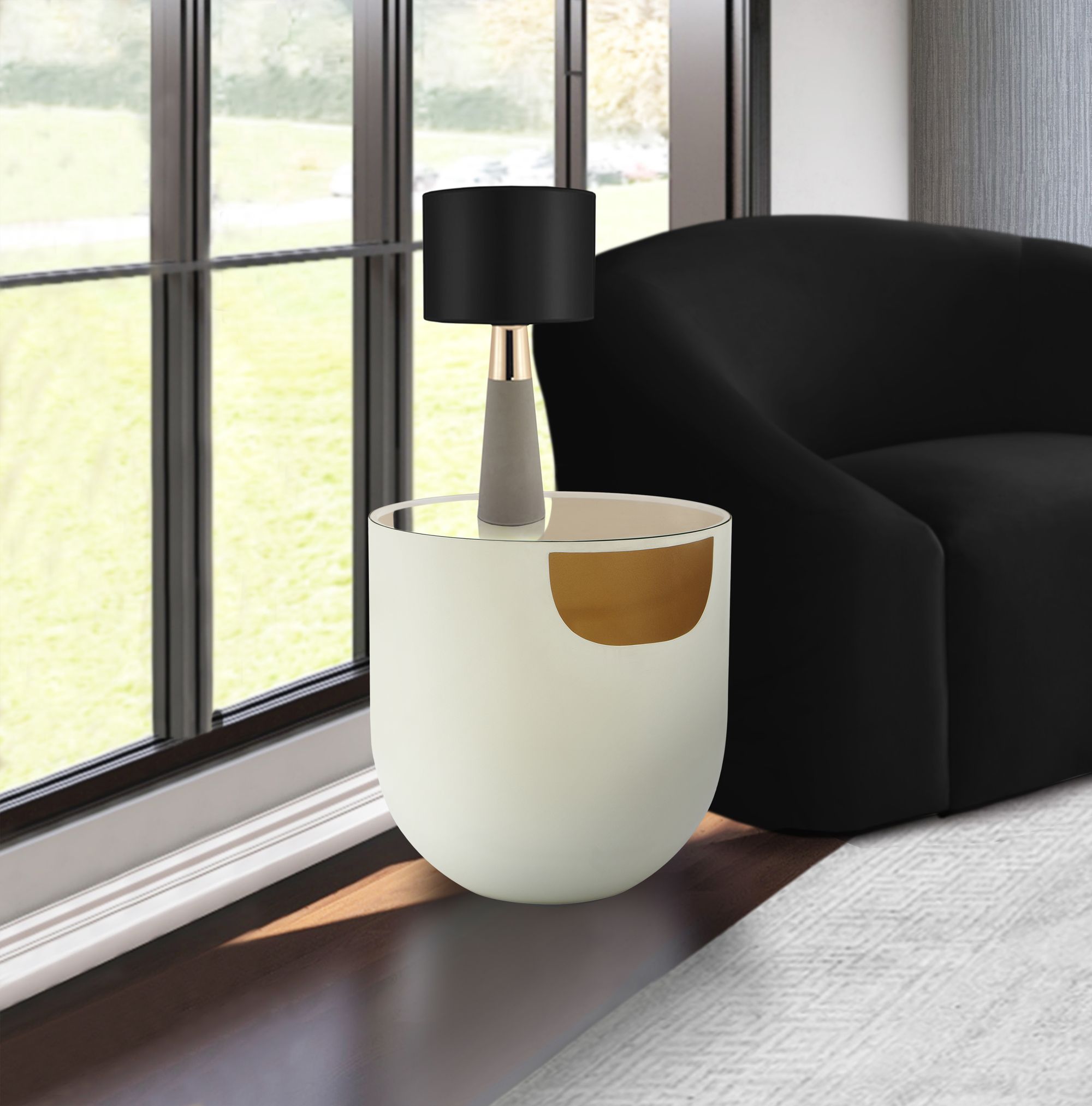 Doma 20" Round Glass Coffee Table with Metal Base