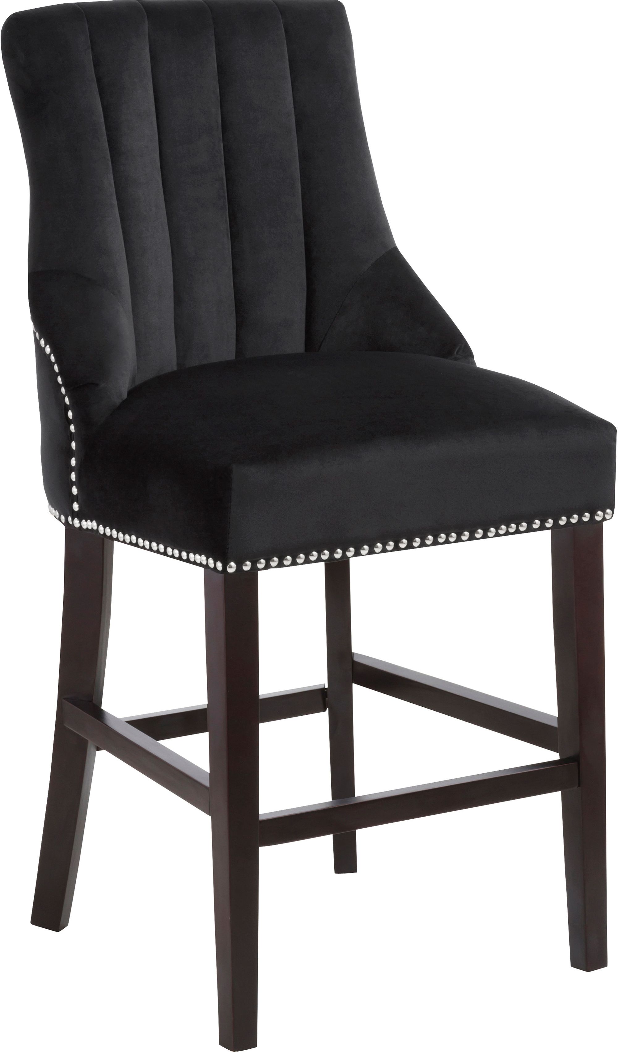 Oxford Velvet Counter Stool with Espresso Wood Legs