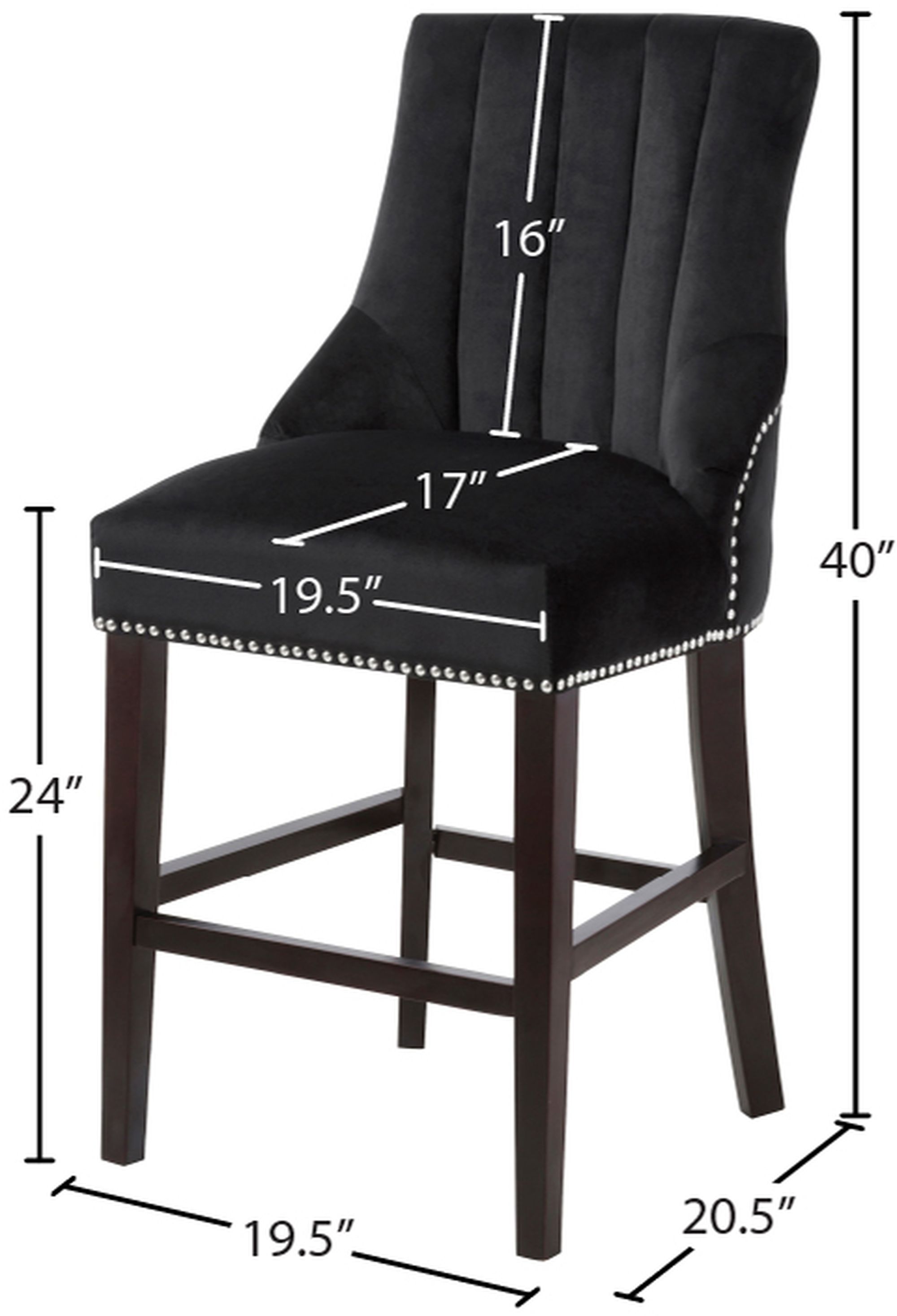 Oxford Velvet Counter Stool with Espresso Wood Legs