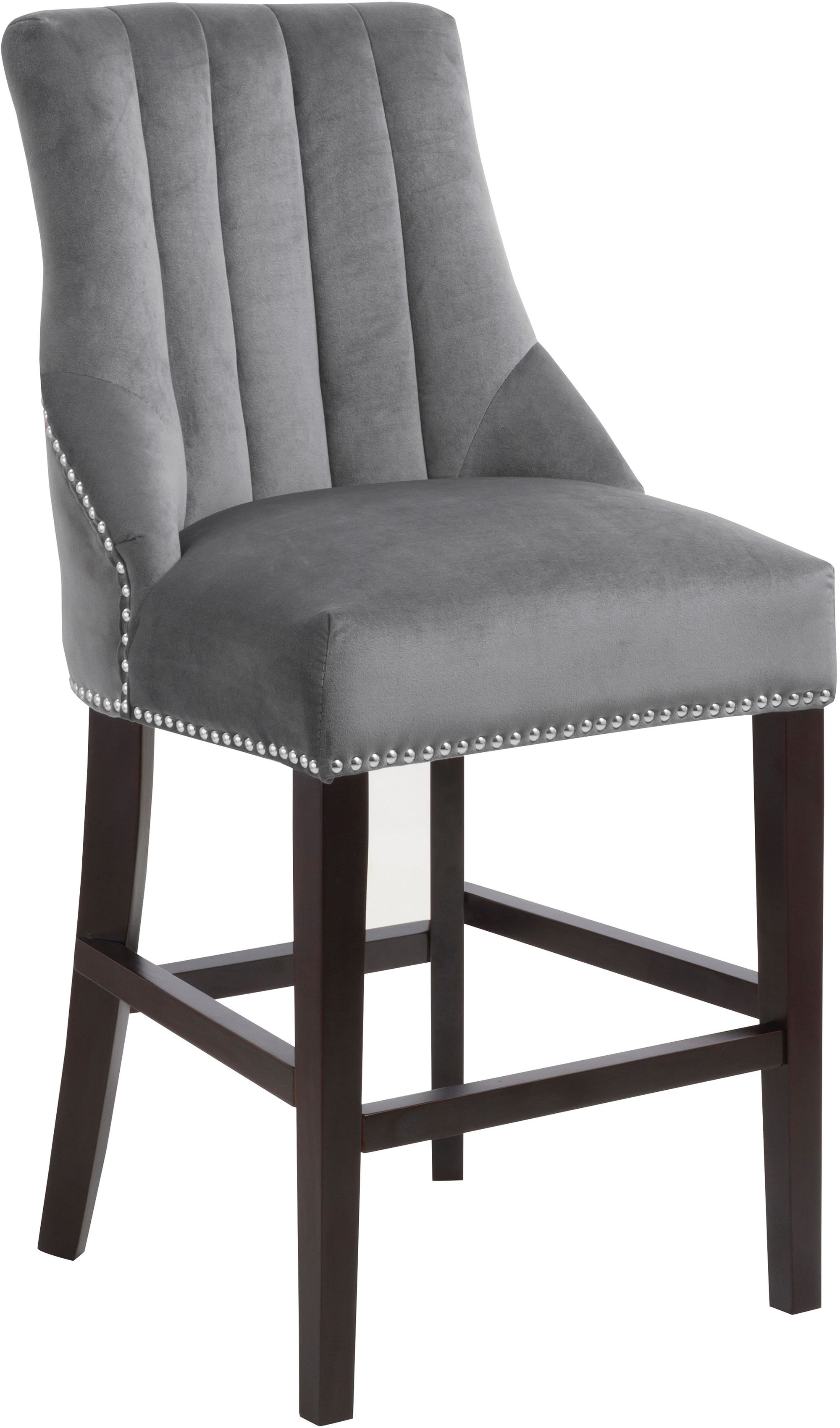 Oxford Velvet Counter Stool with Espresso Wood Legs
