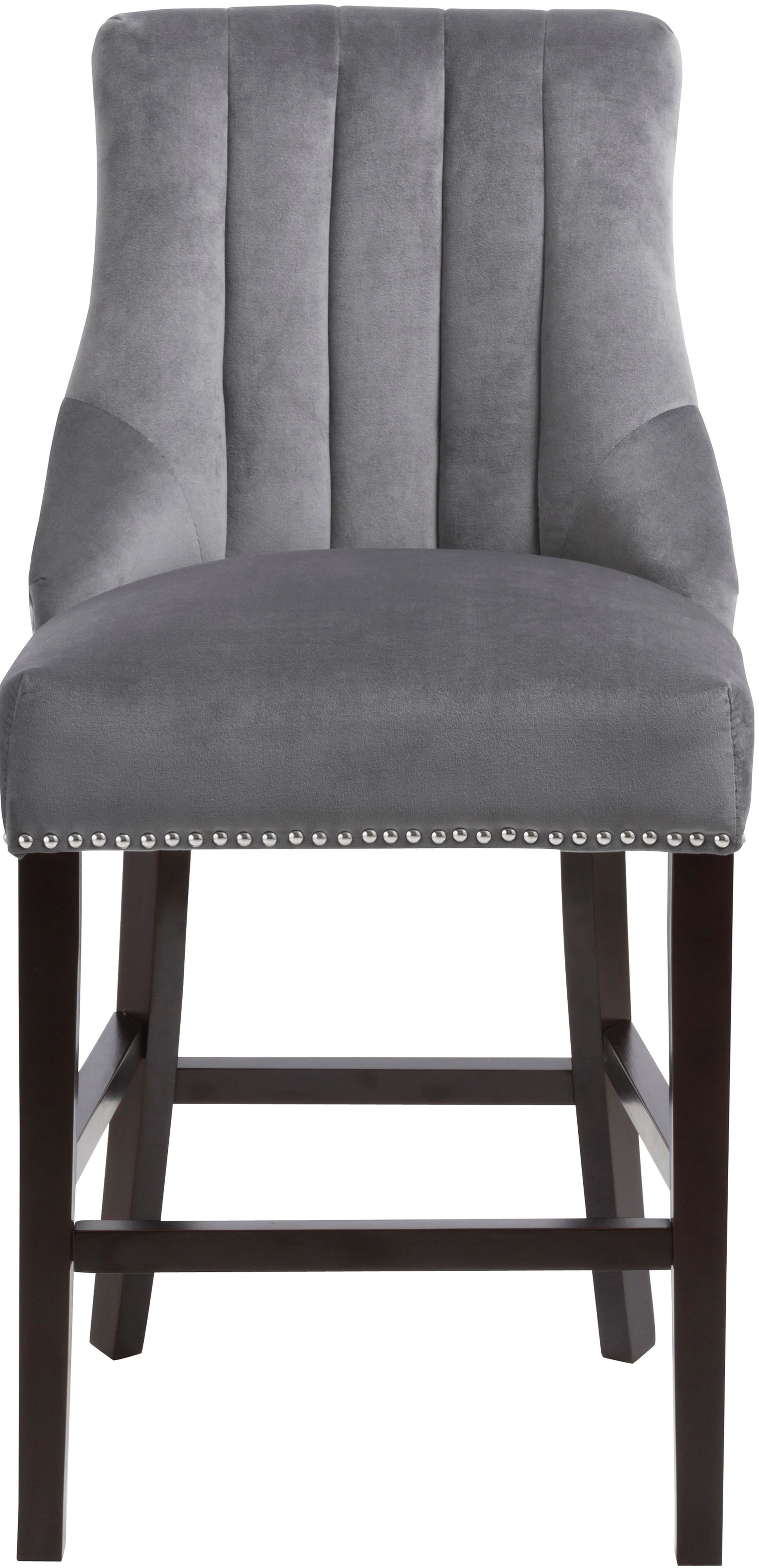 Oxford Velvet Counter Stool with Espresso Wood Legs