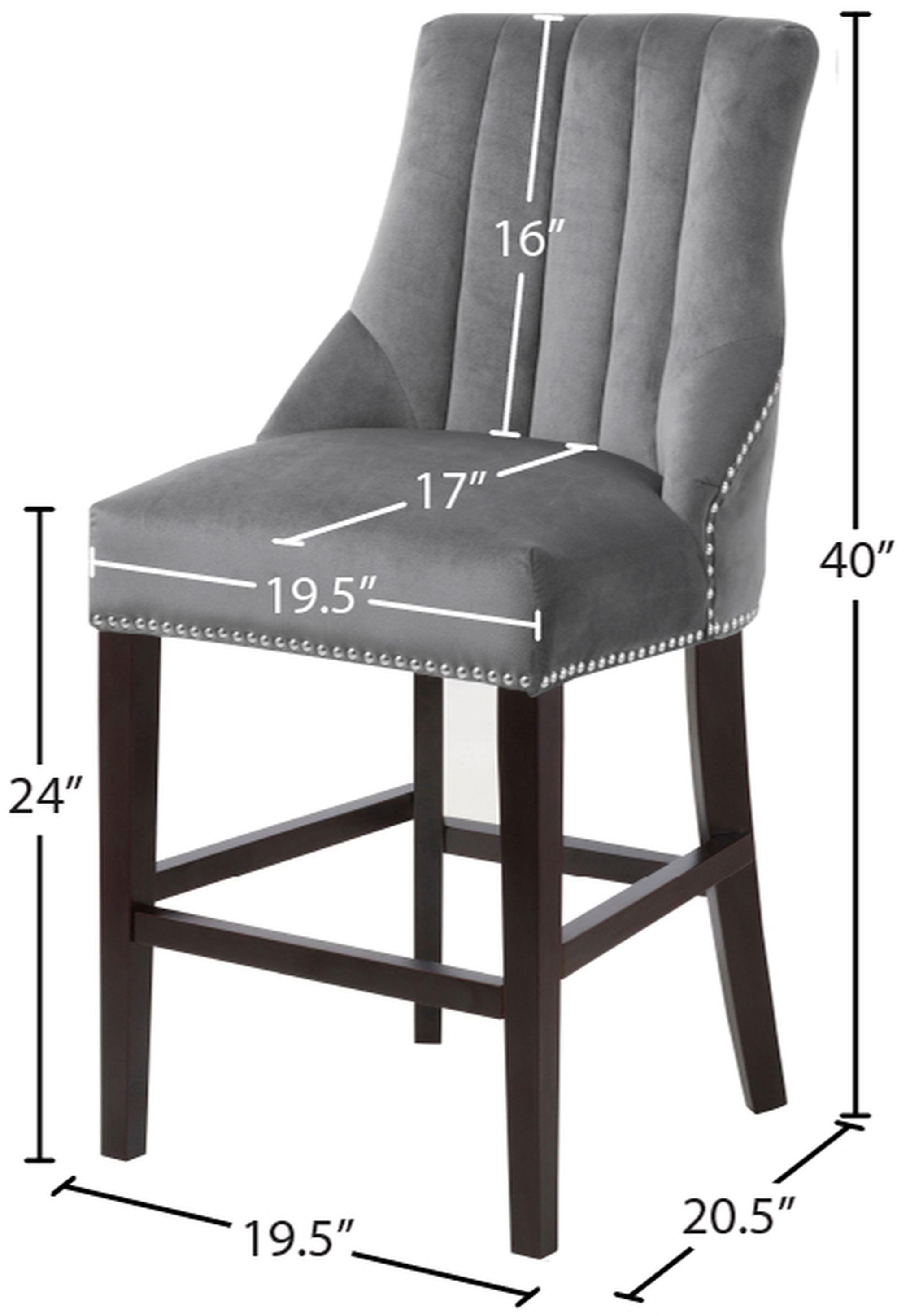 Oxford Velvet Counter Stool with Espresso Wood Legs