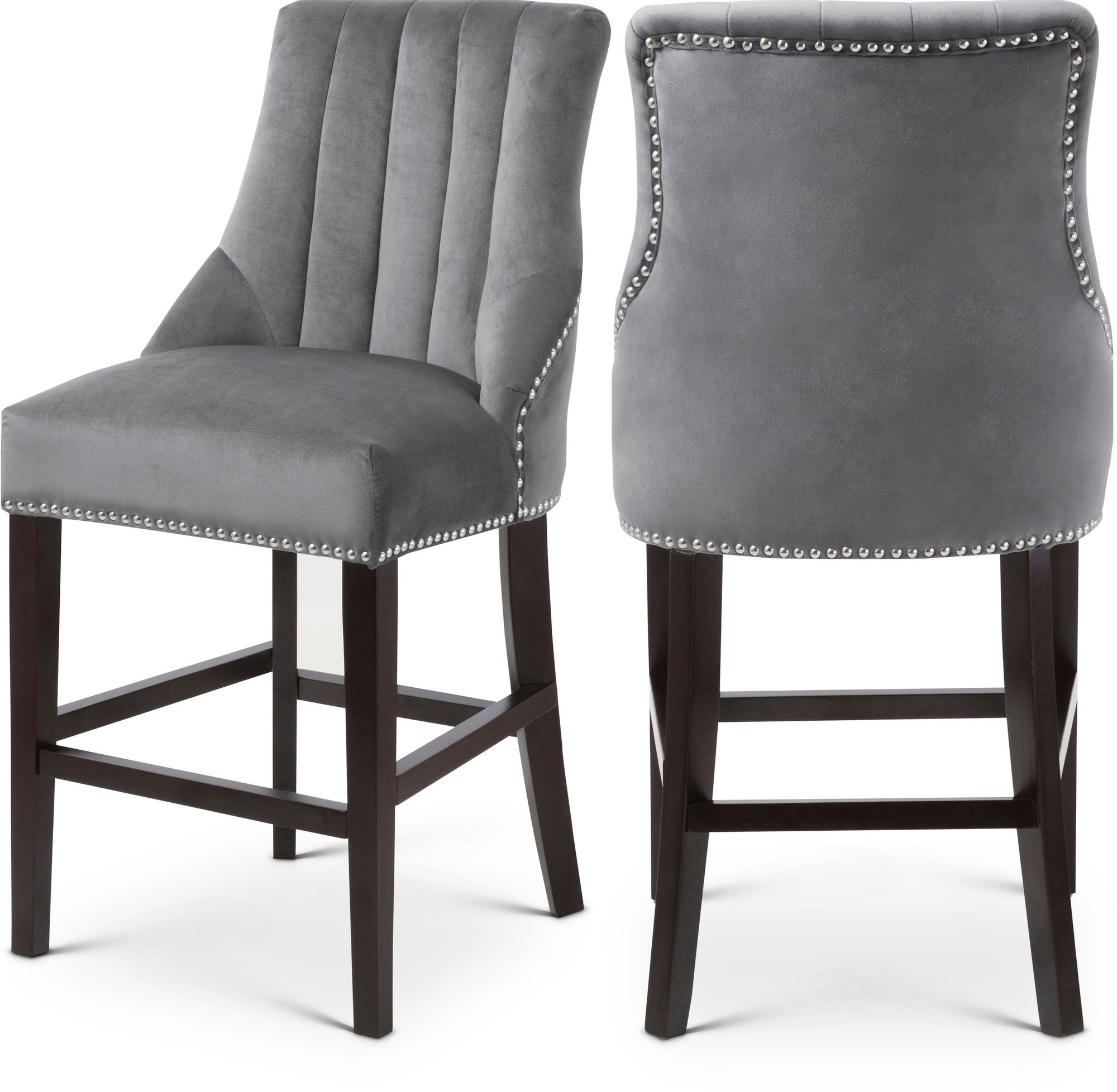 Oxford Velvet Counter Stool with Espresso Wood Legs
