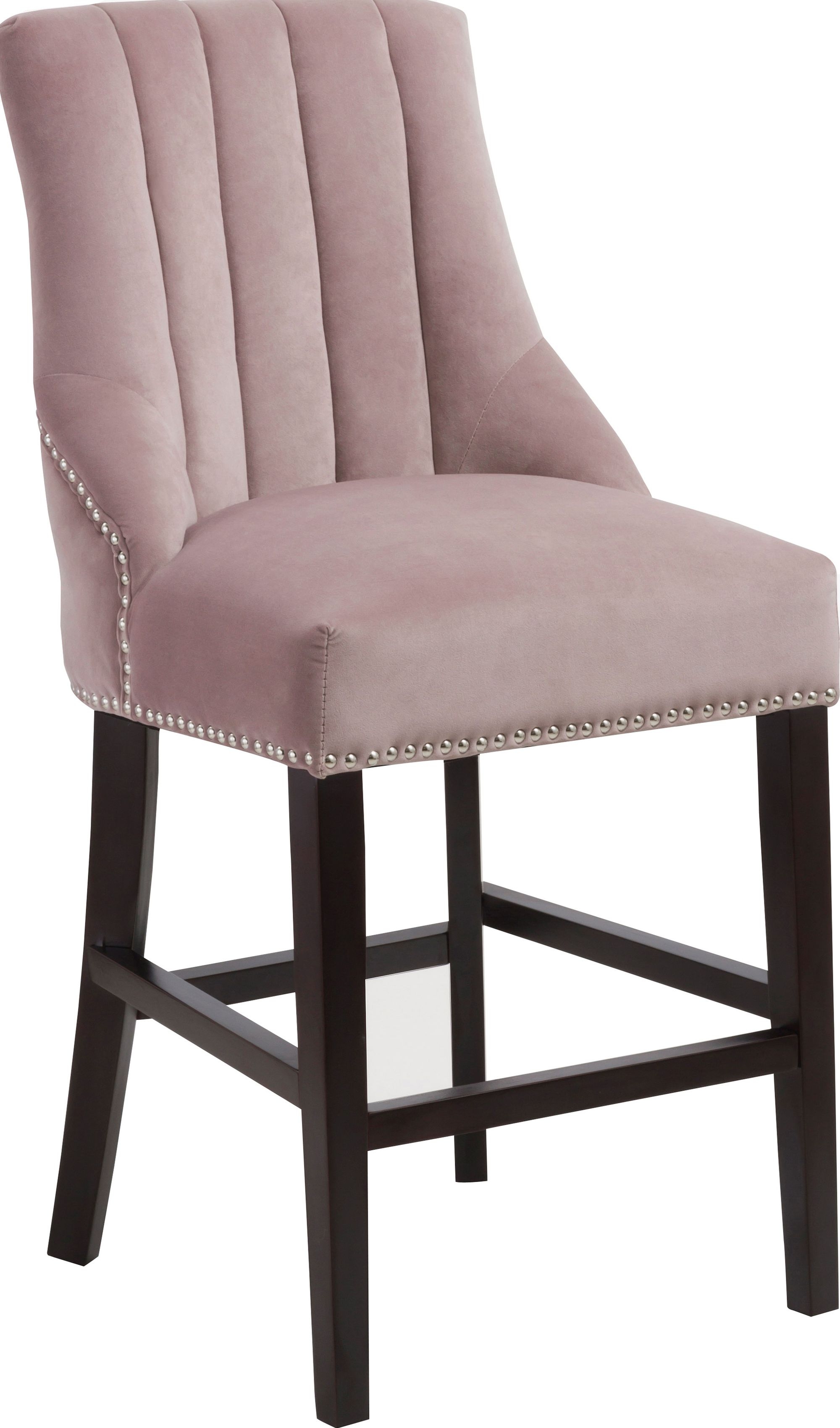Oxford Velvet Counter Stool with Espresso Wood Legs