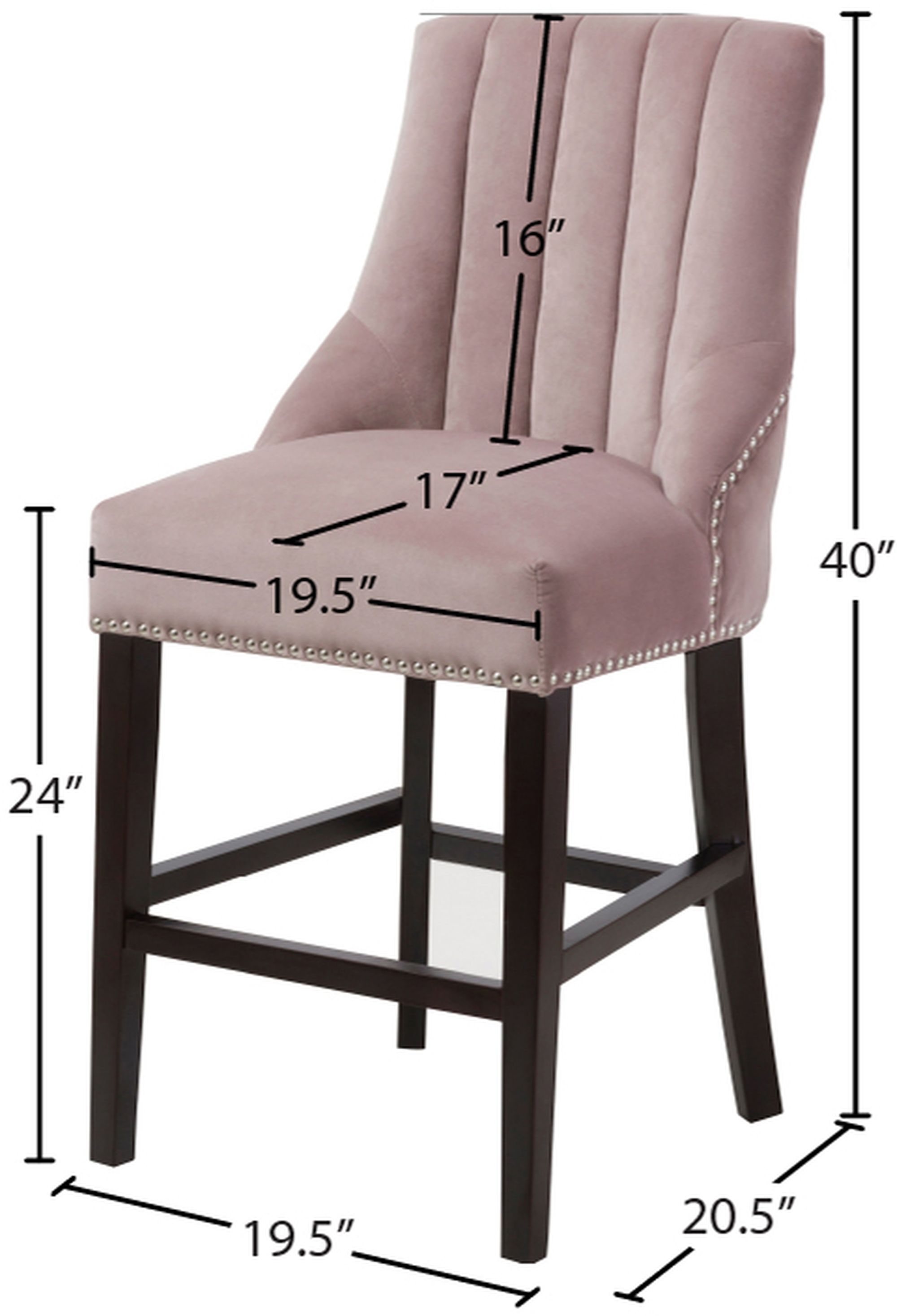 Oxford Velvet Counter Stool with Espresso Wood Legs