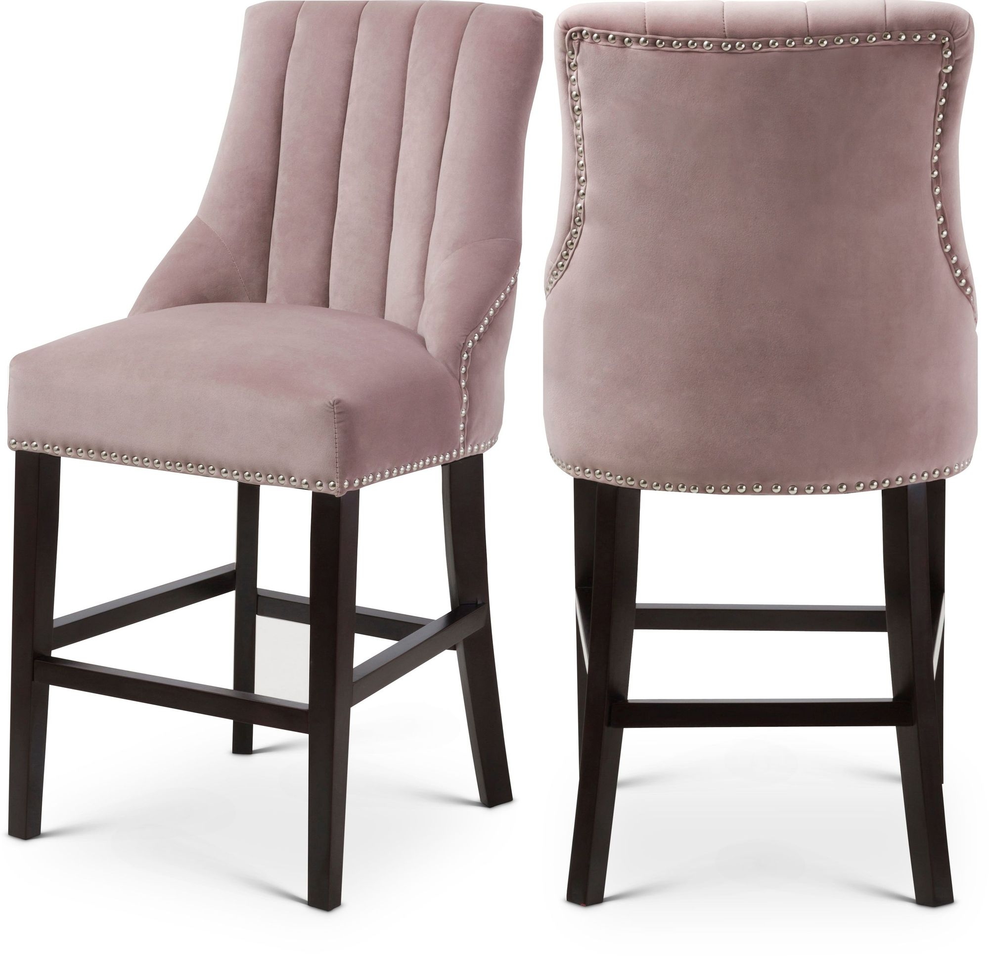 Oxford Velvet Counter Stool with Espresso Wood Legs