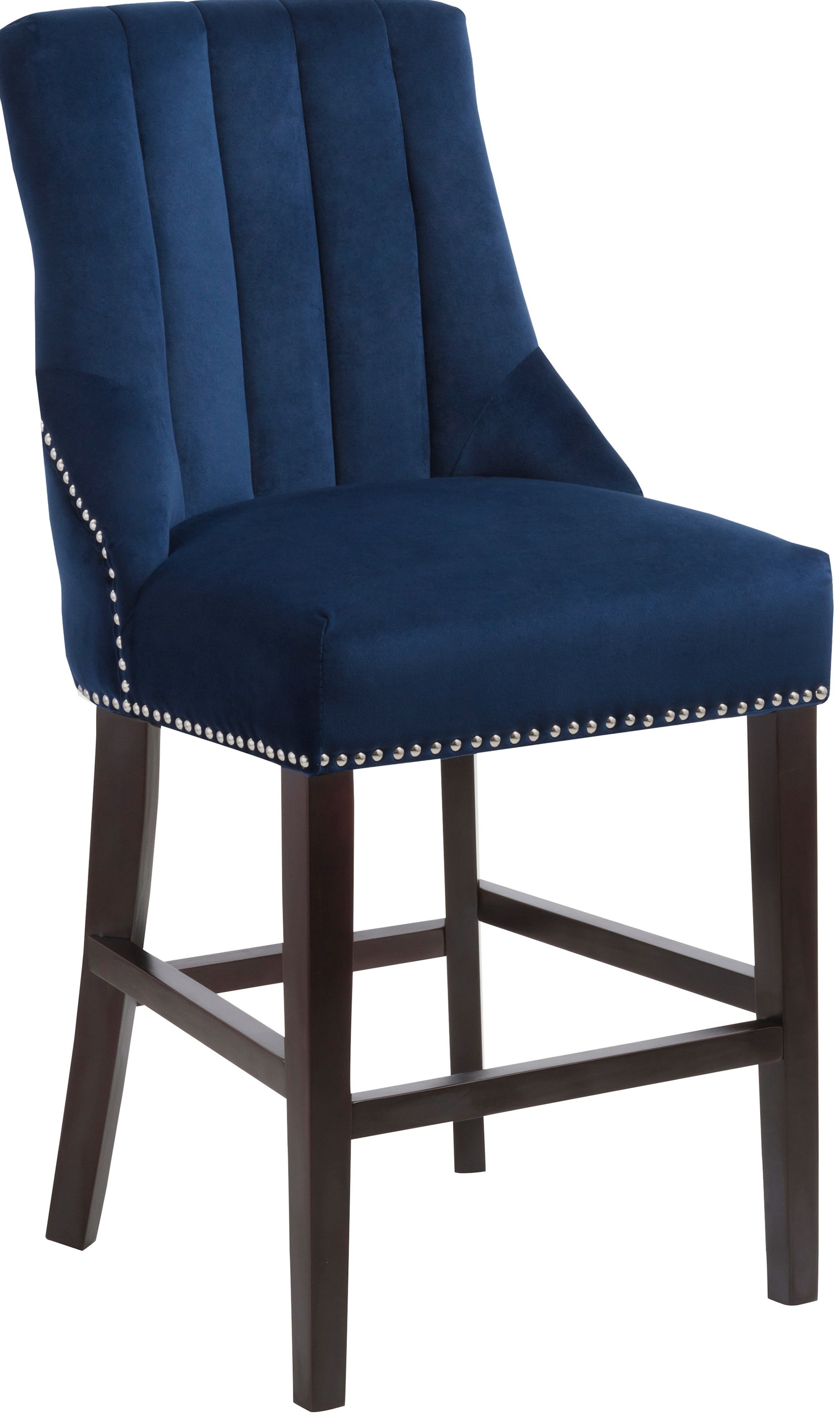 Oxford Velvet Counter Stool with Espresso Wood Legs