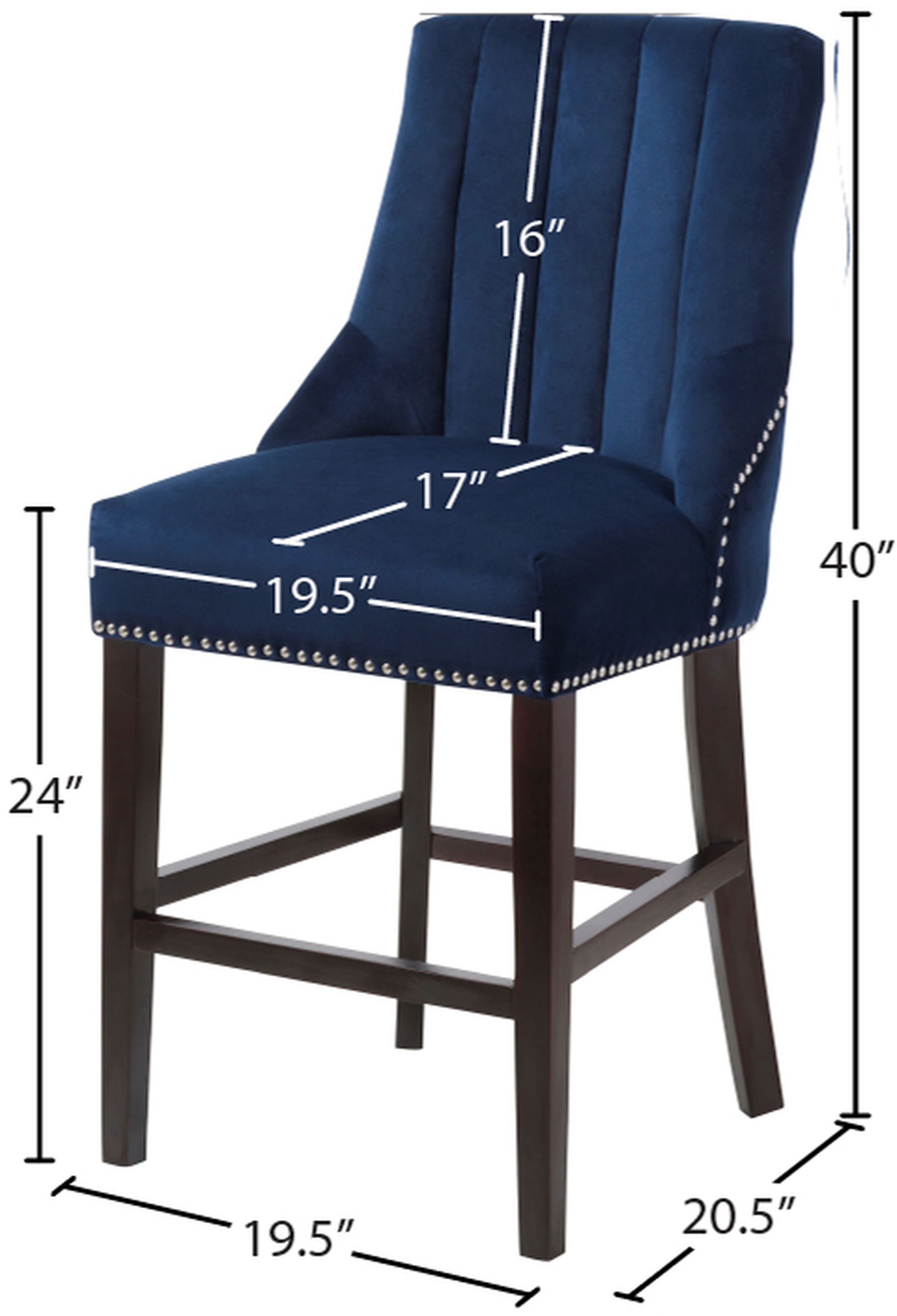 Oxford Velvet Counter Stool with Espresso Wood Legs