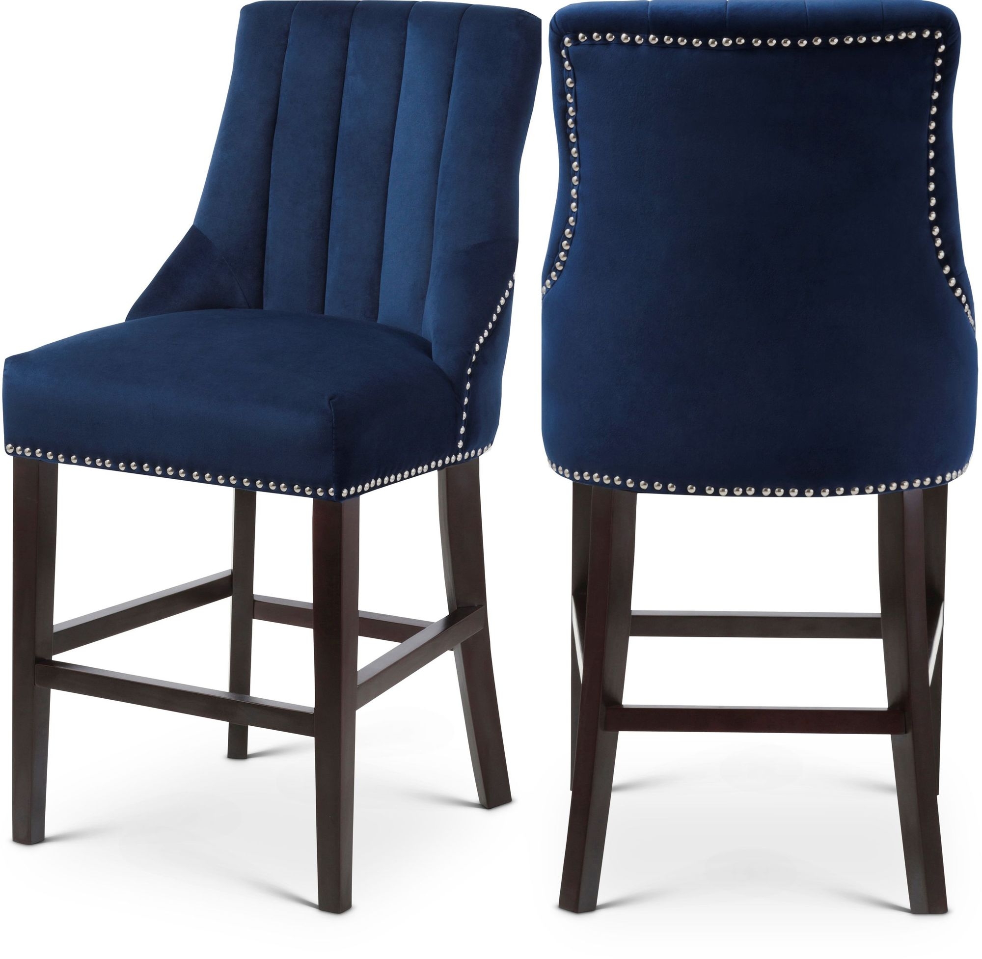Oxford Velvet Counter Stool with Espresso Wood Legs