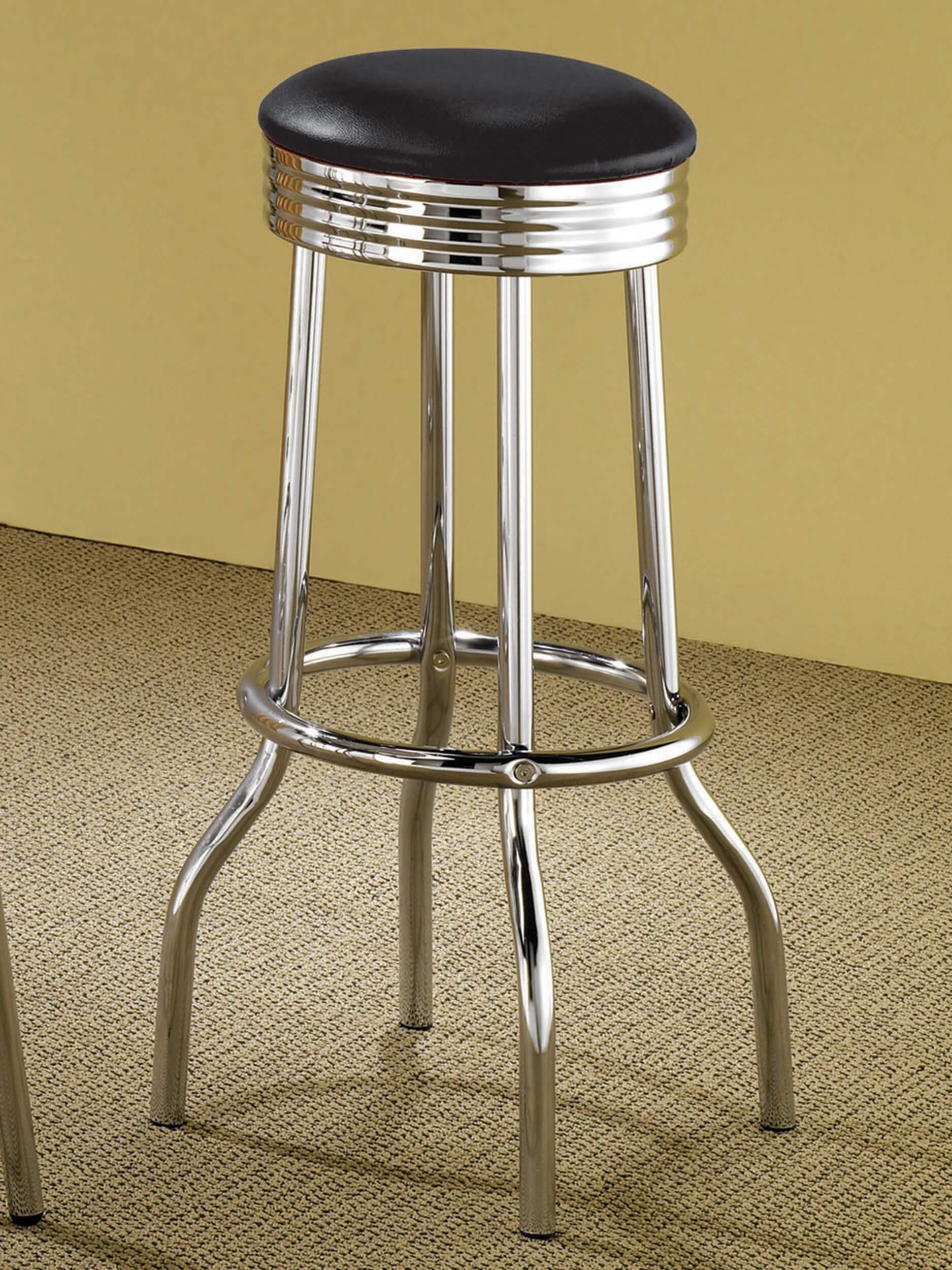 Theodore Leatherette Top Bar Stool with Metal Base